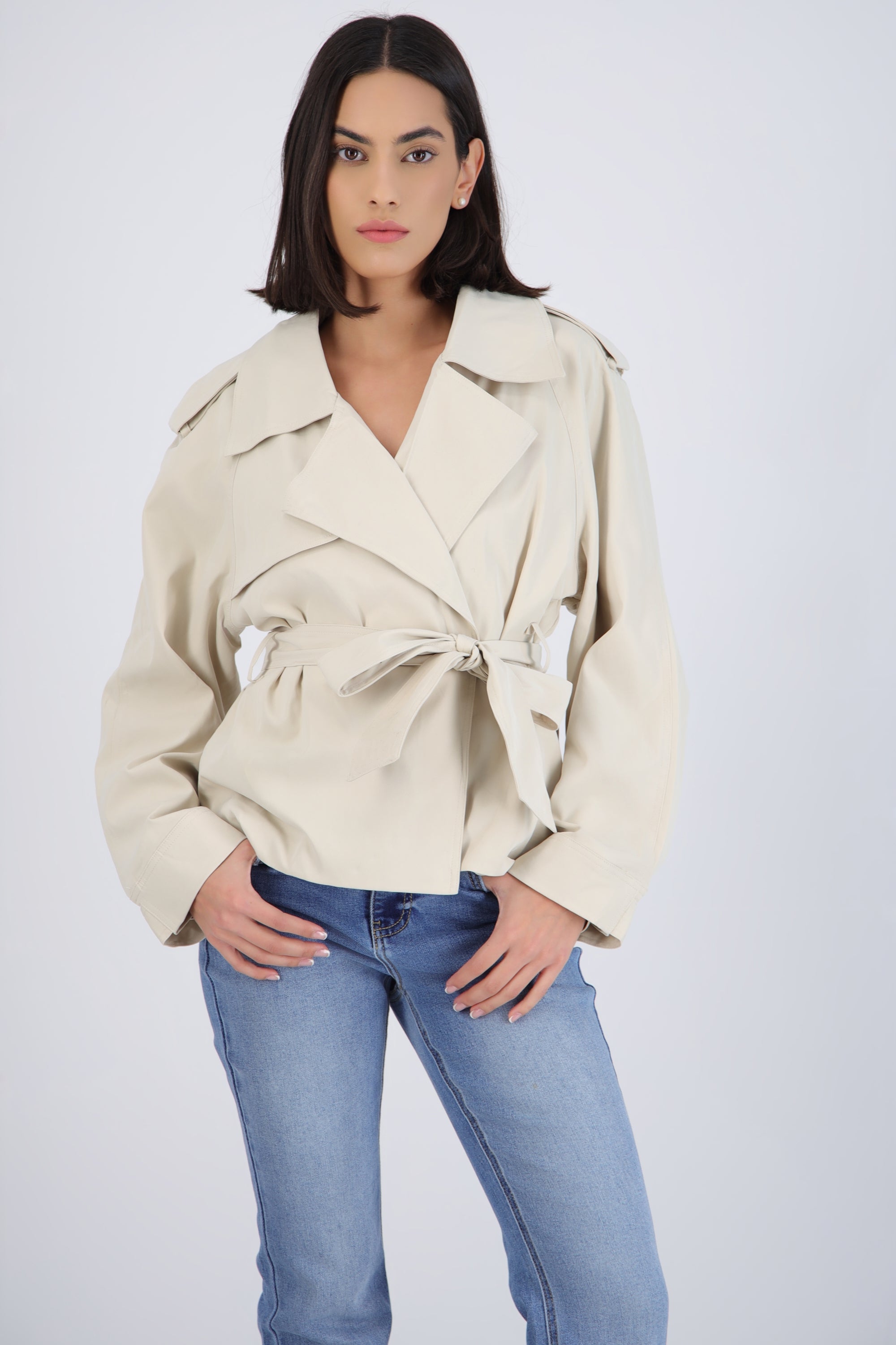 Gabardina de amarre