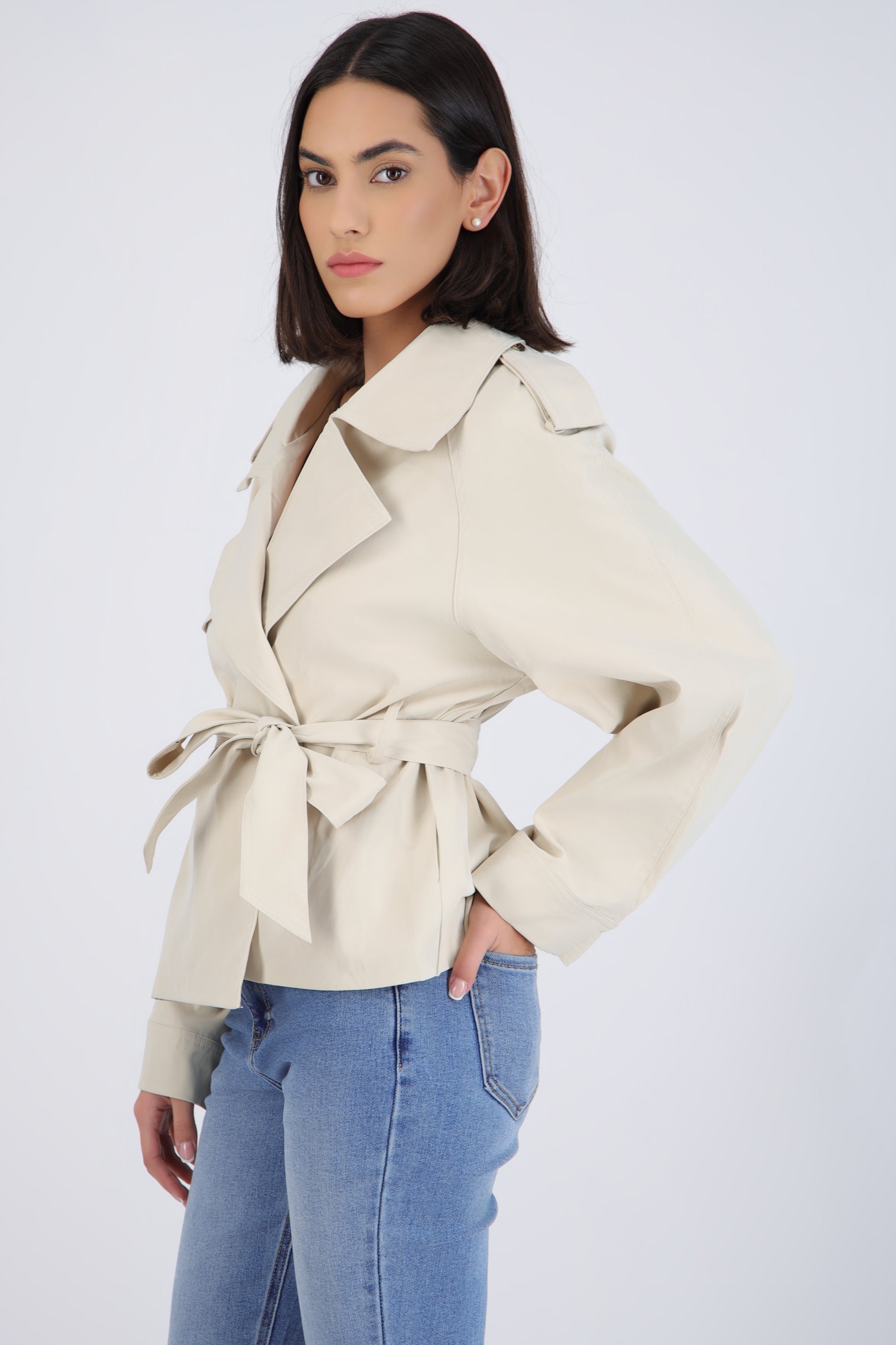 Gabardina de amarre