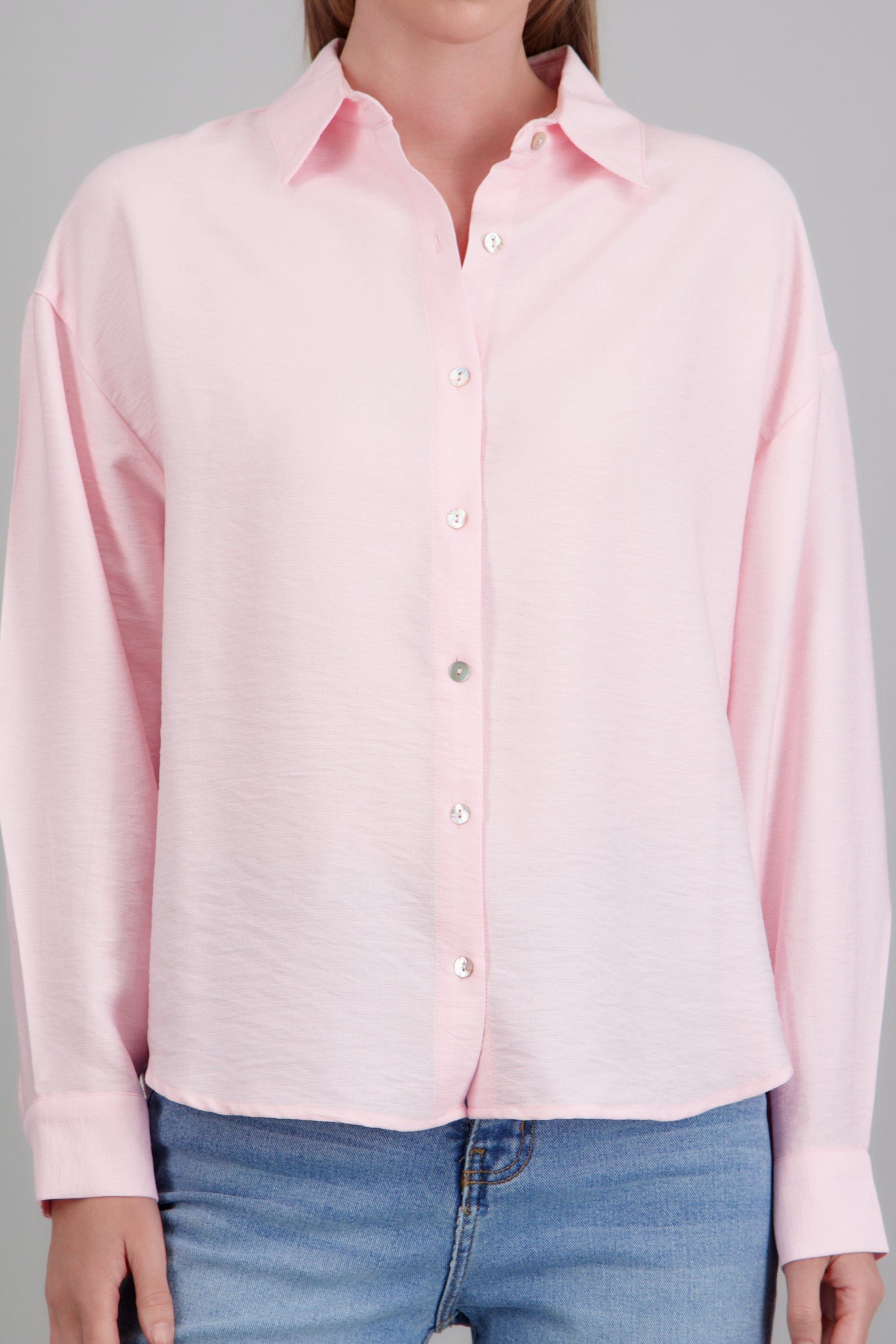 Camisa manga larga con botones ROSA PASTEL