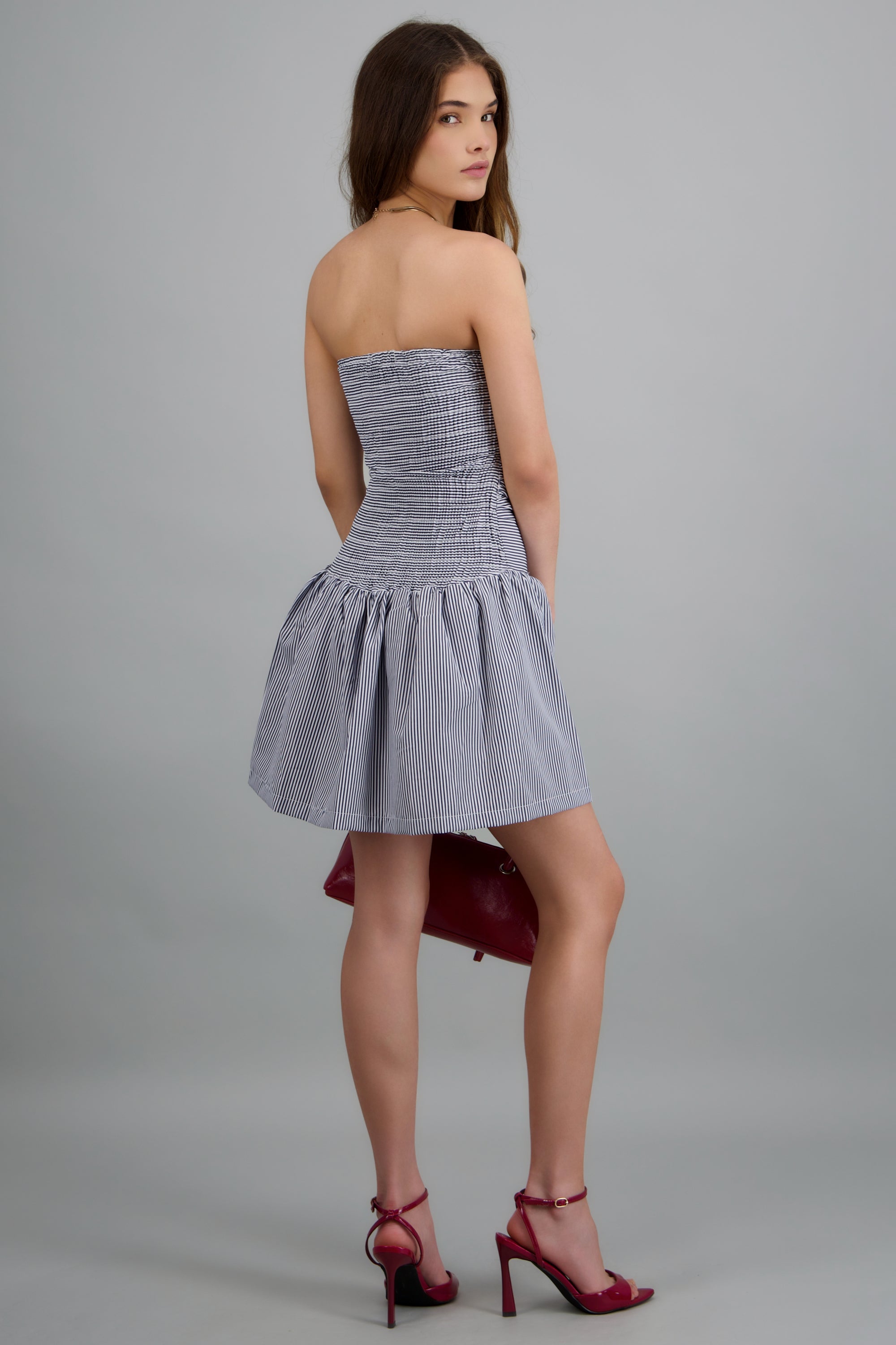 Vestido mini detalle fruncido MARINO COMBO