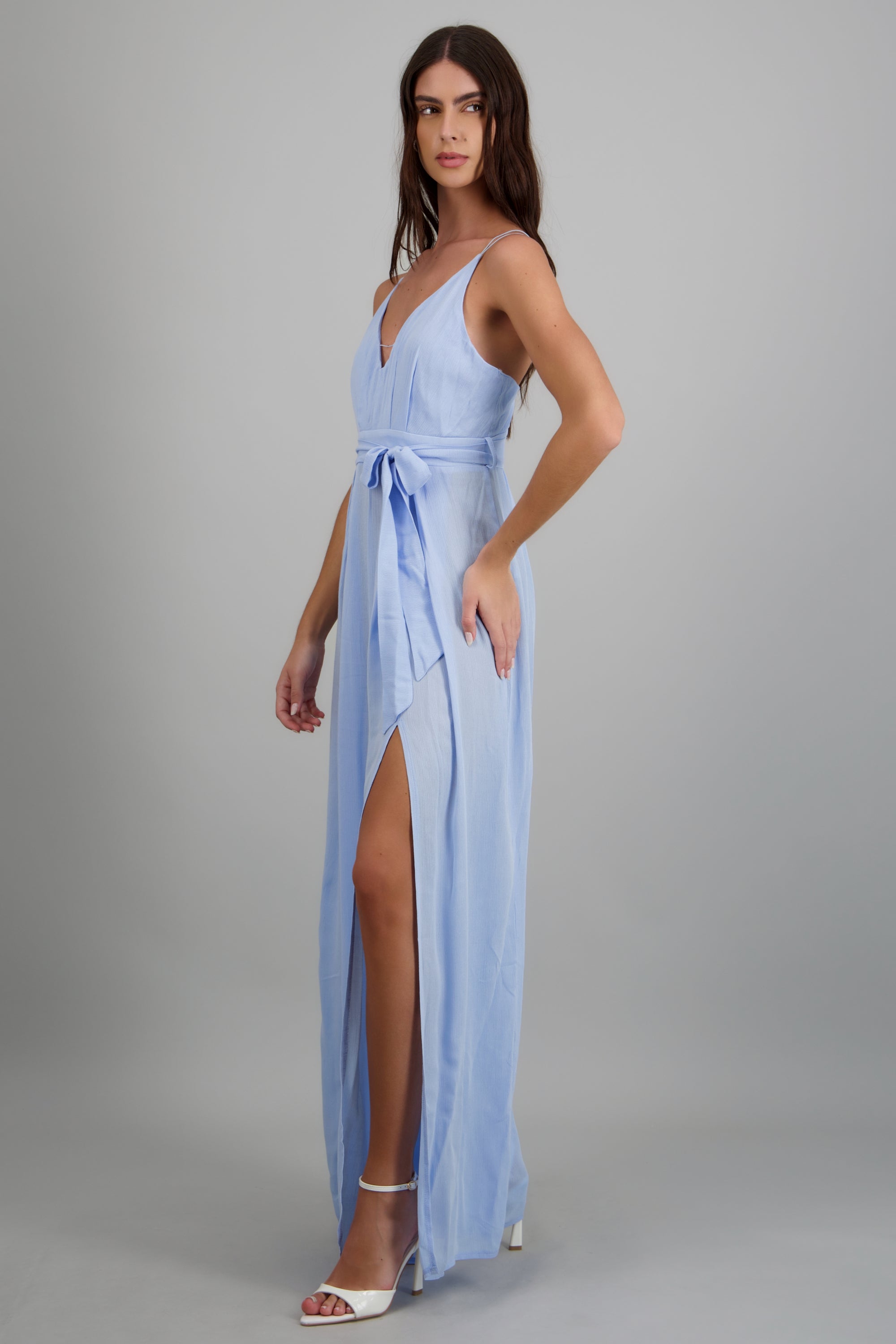 Jumpsuit detalle abertura espalda cruzada AZUL PASTEL