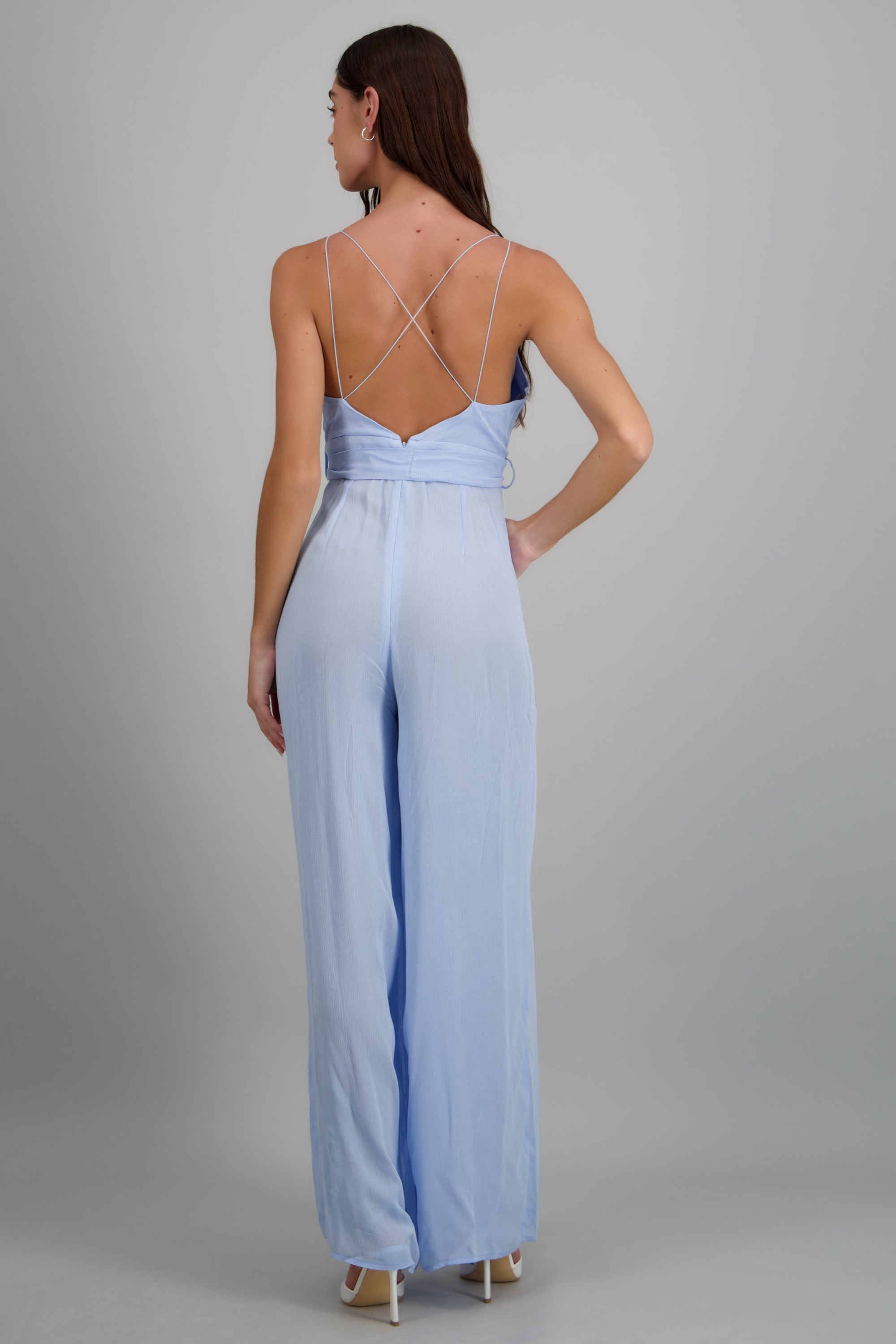 Jumpsuit detalle abertura espalda cruzada AZUL PASTEL