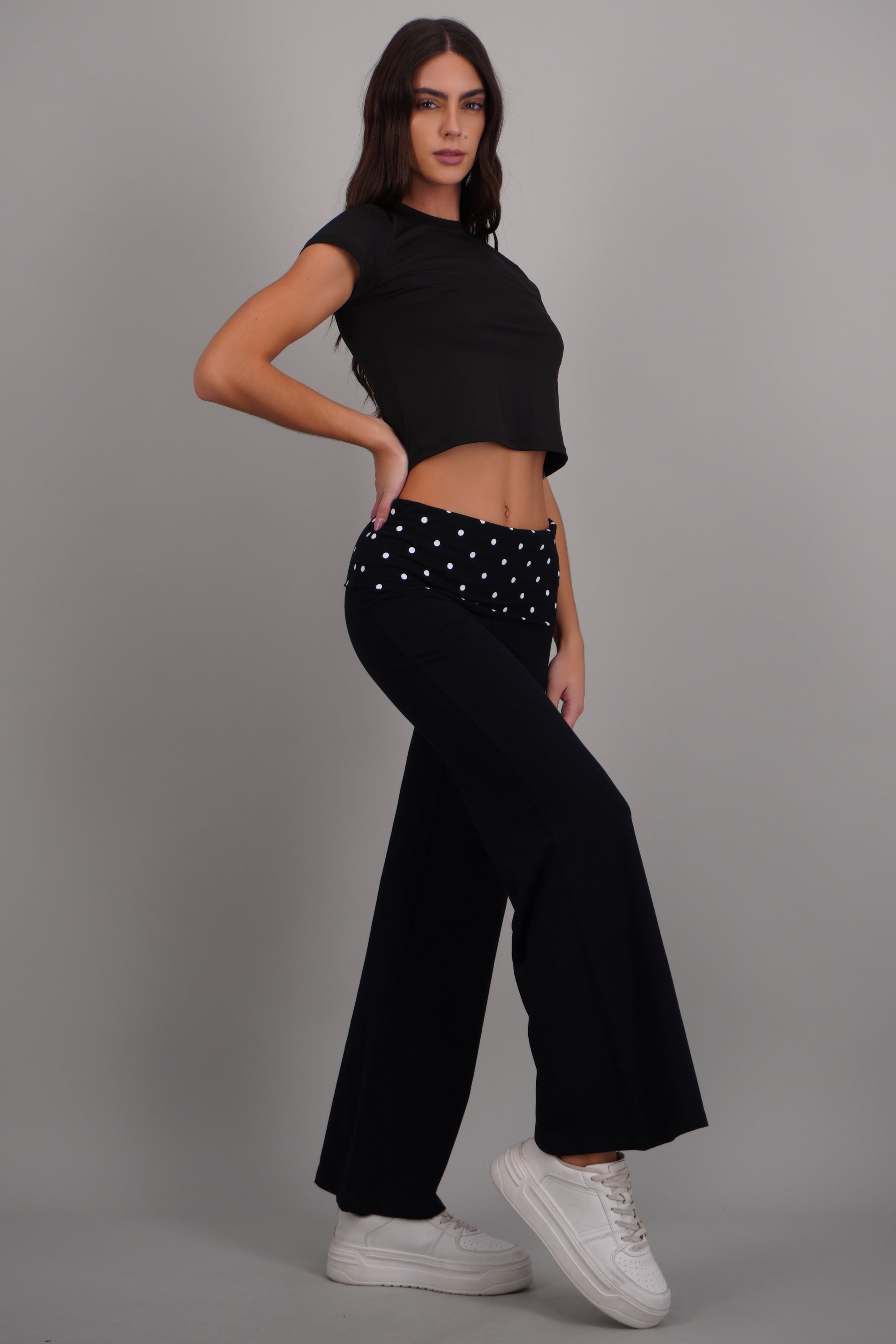 Leggings detalle doblez polka dots NEGRO COMBO