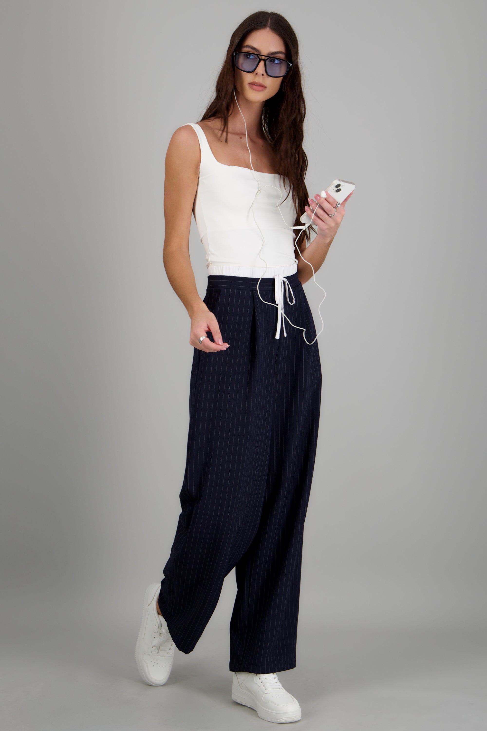 Pantalon amplio detalle pretina rayas MARINO COMBO