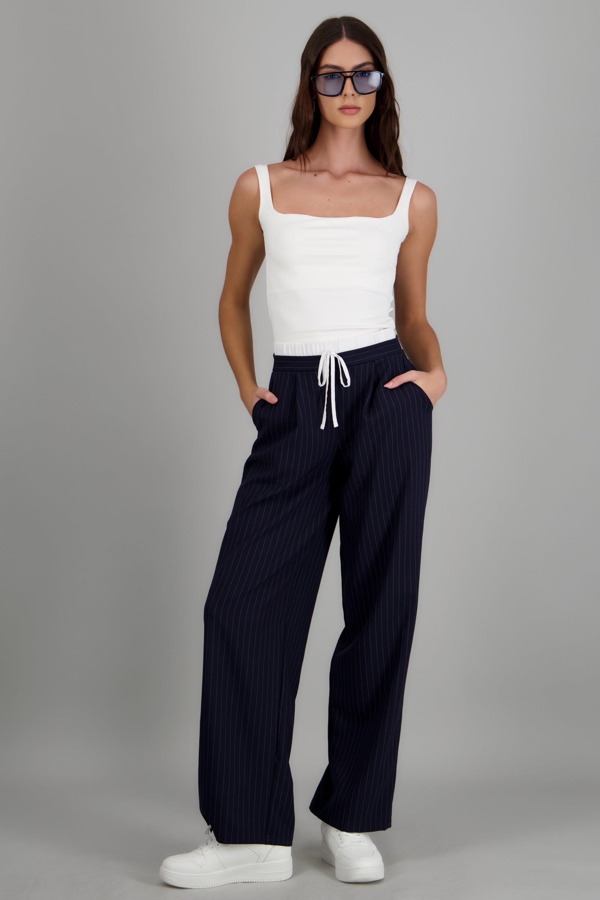 Pantalon amplio detalle pretina rayas MARINO COMBO