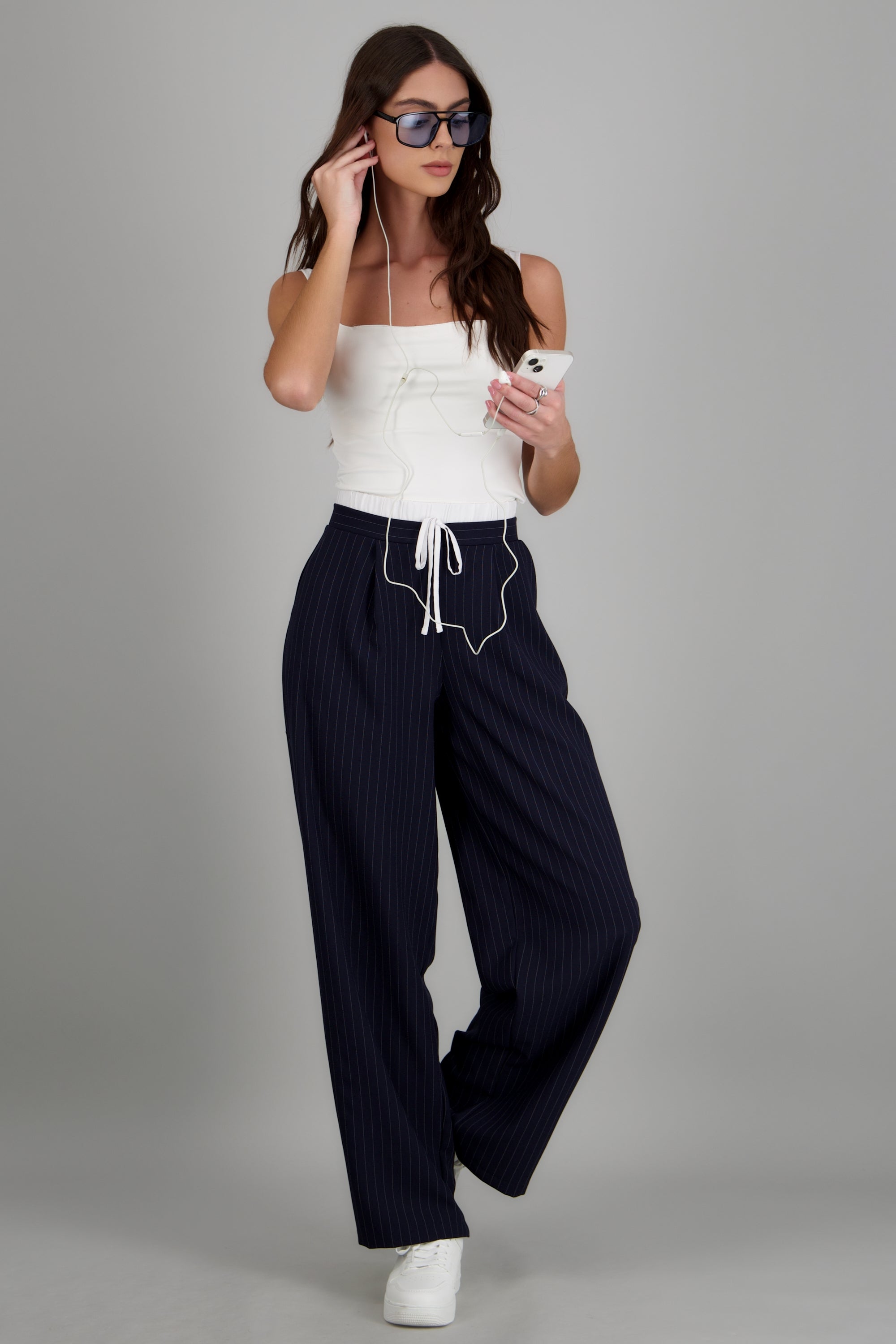 Pantalon amplio detalle pretina rayas MARINO COMBO
