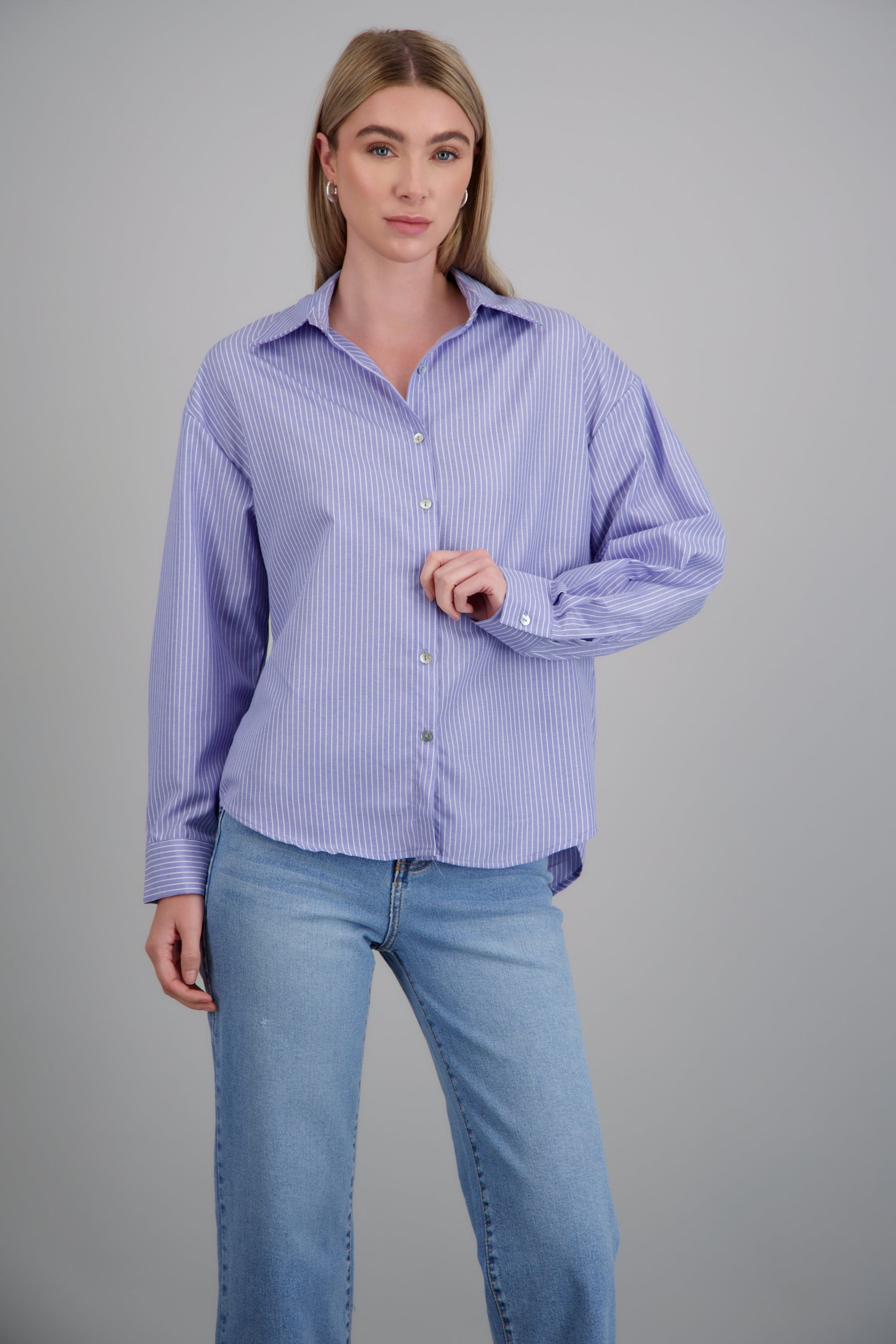 Camisa oversized rayas AZUL COMBO
