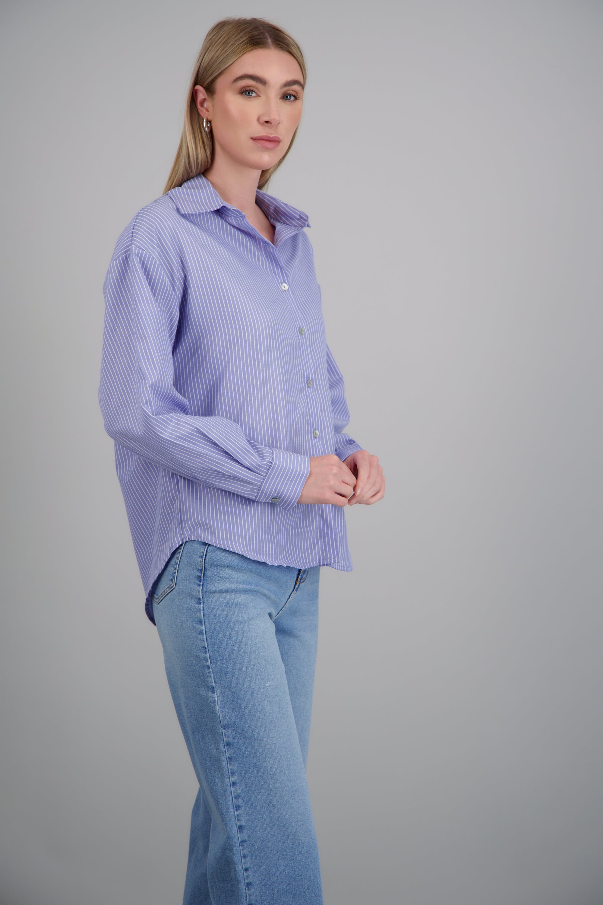 Camisa oversized rayas AZUL COMBO