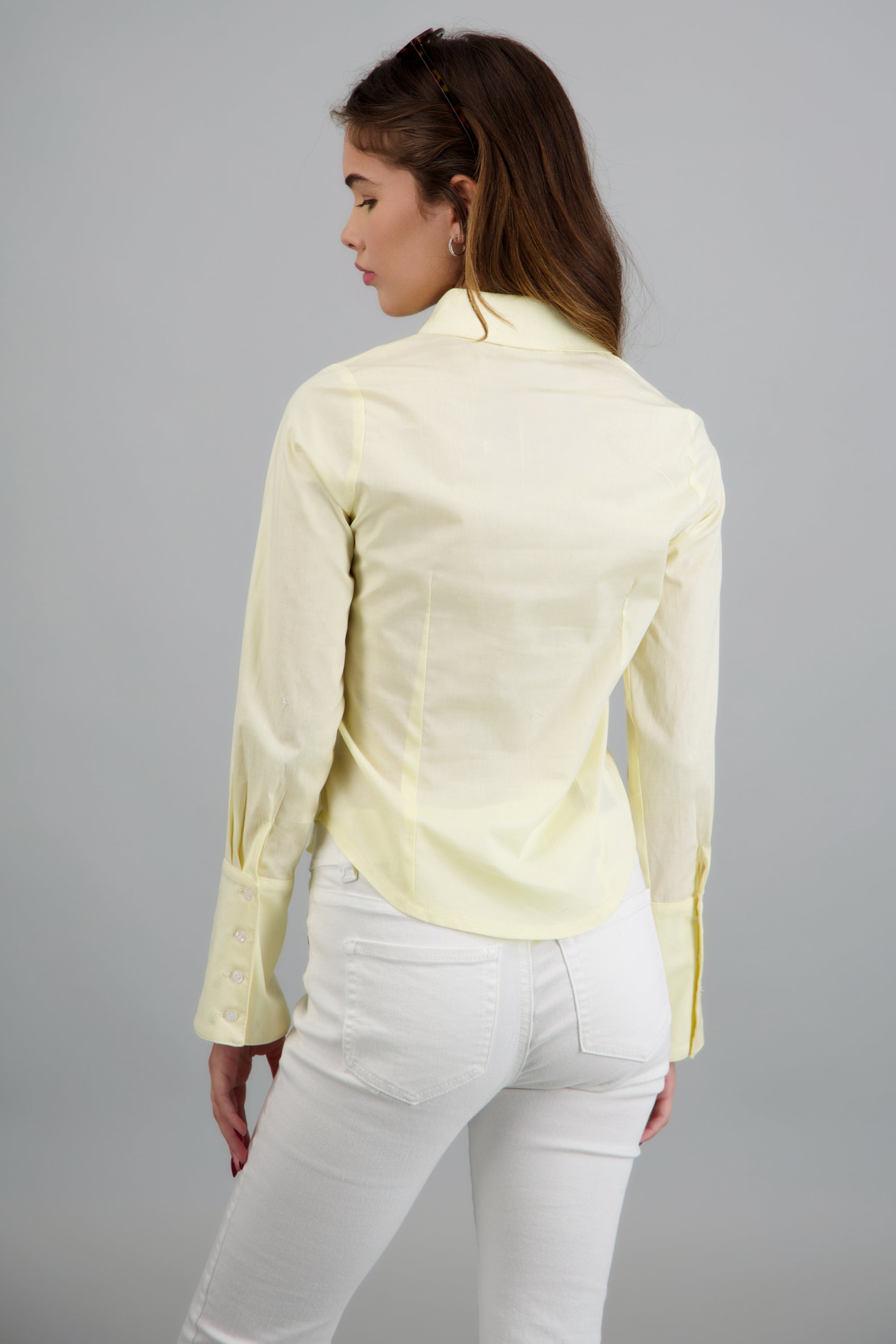 Camisa manga larga detalle puños AMARILLO PASTEL