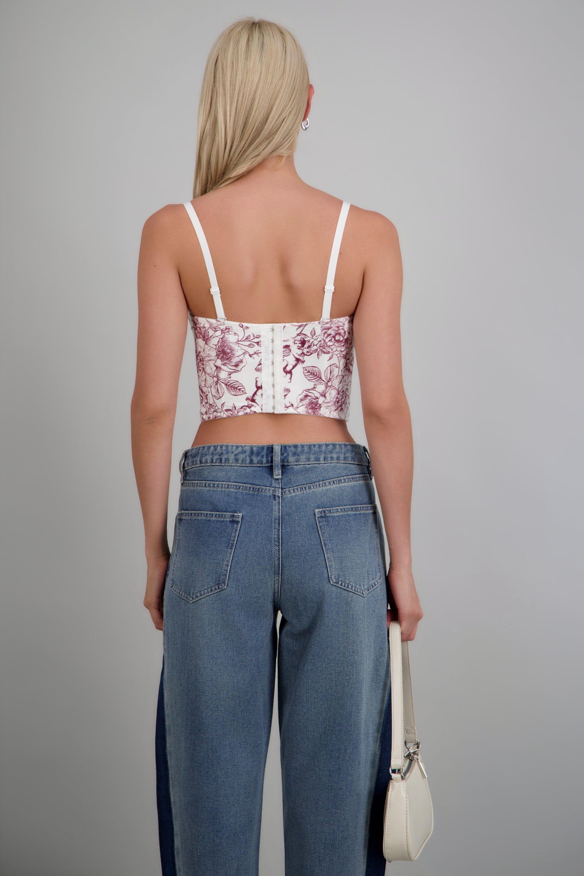 Corset strapless estampado floral VINO COMBO