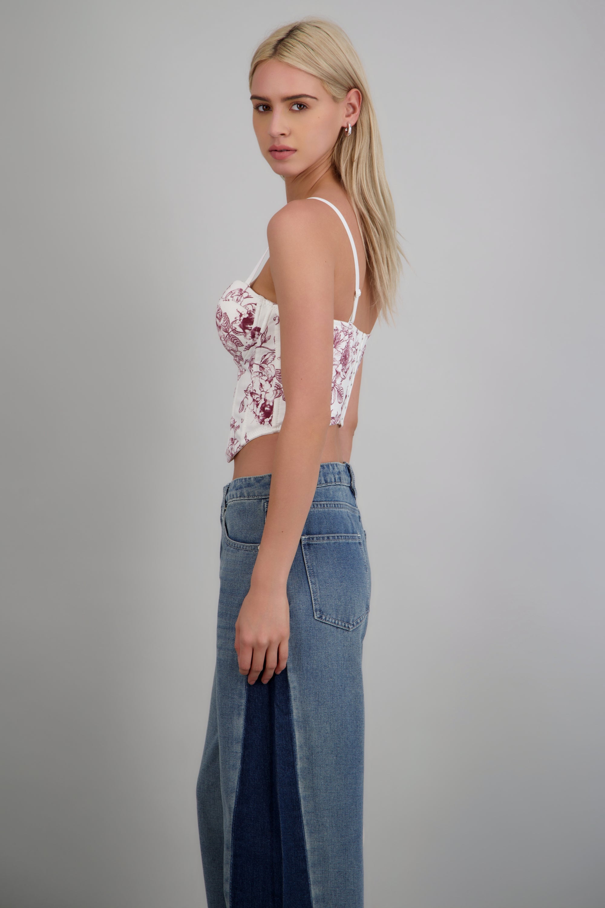 Corset strapless estampado floral VINO COMBO