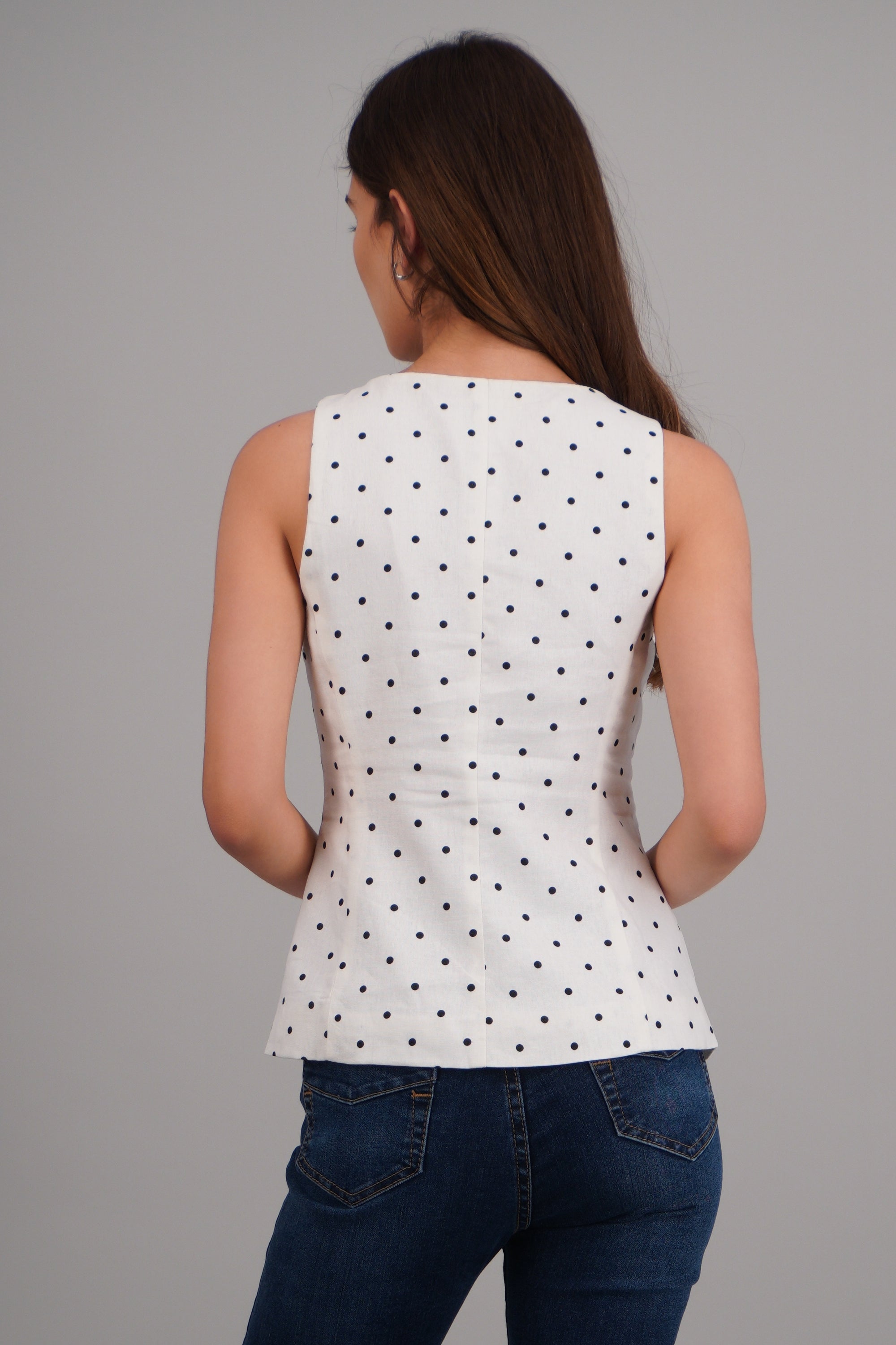 Top sin mangas detalle botones BLANCO COMBO