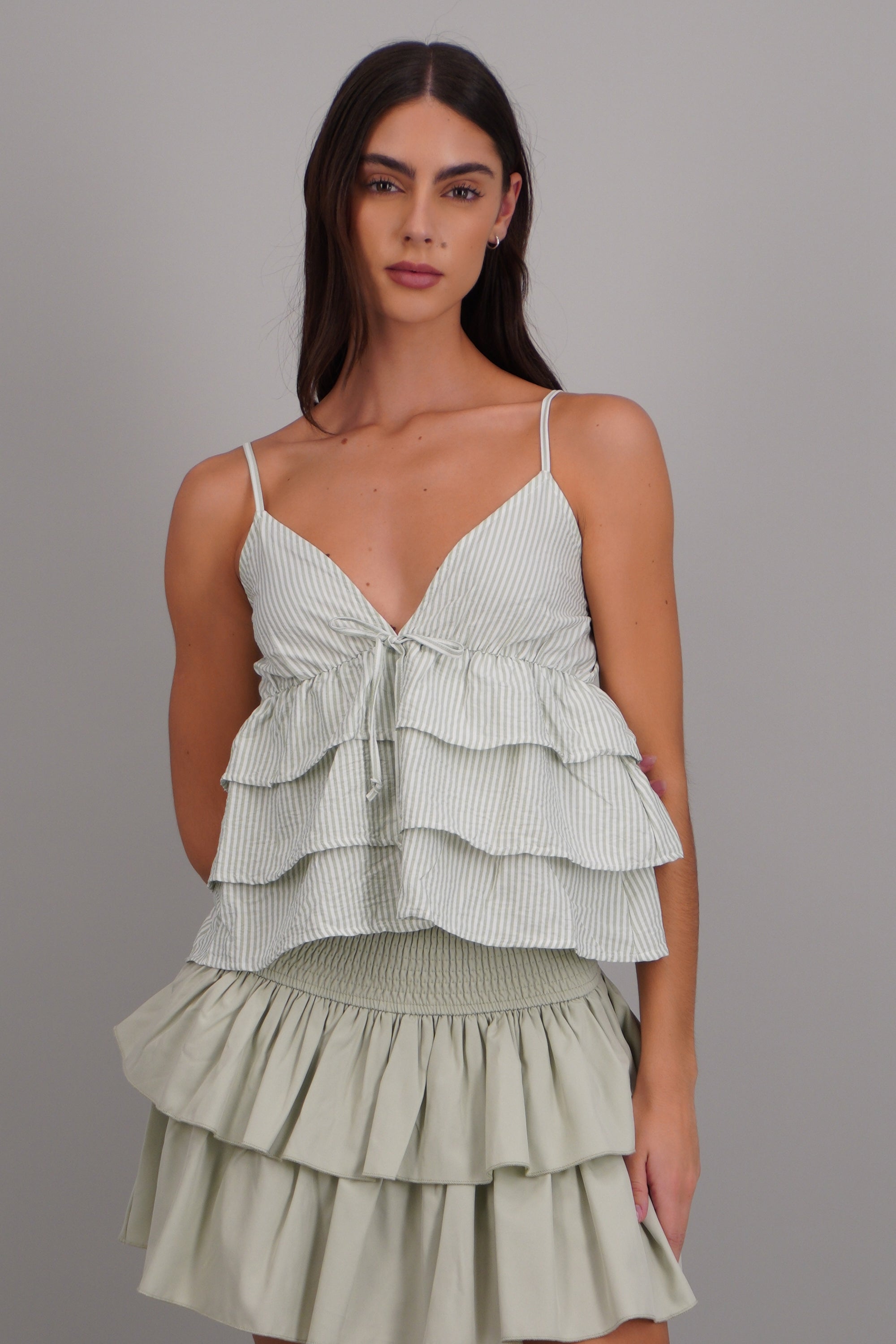 Top tirantes rayas olanes VERDE COMBO