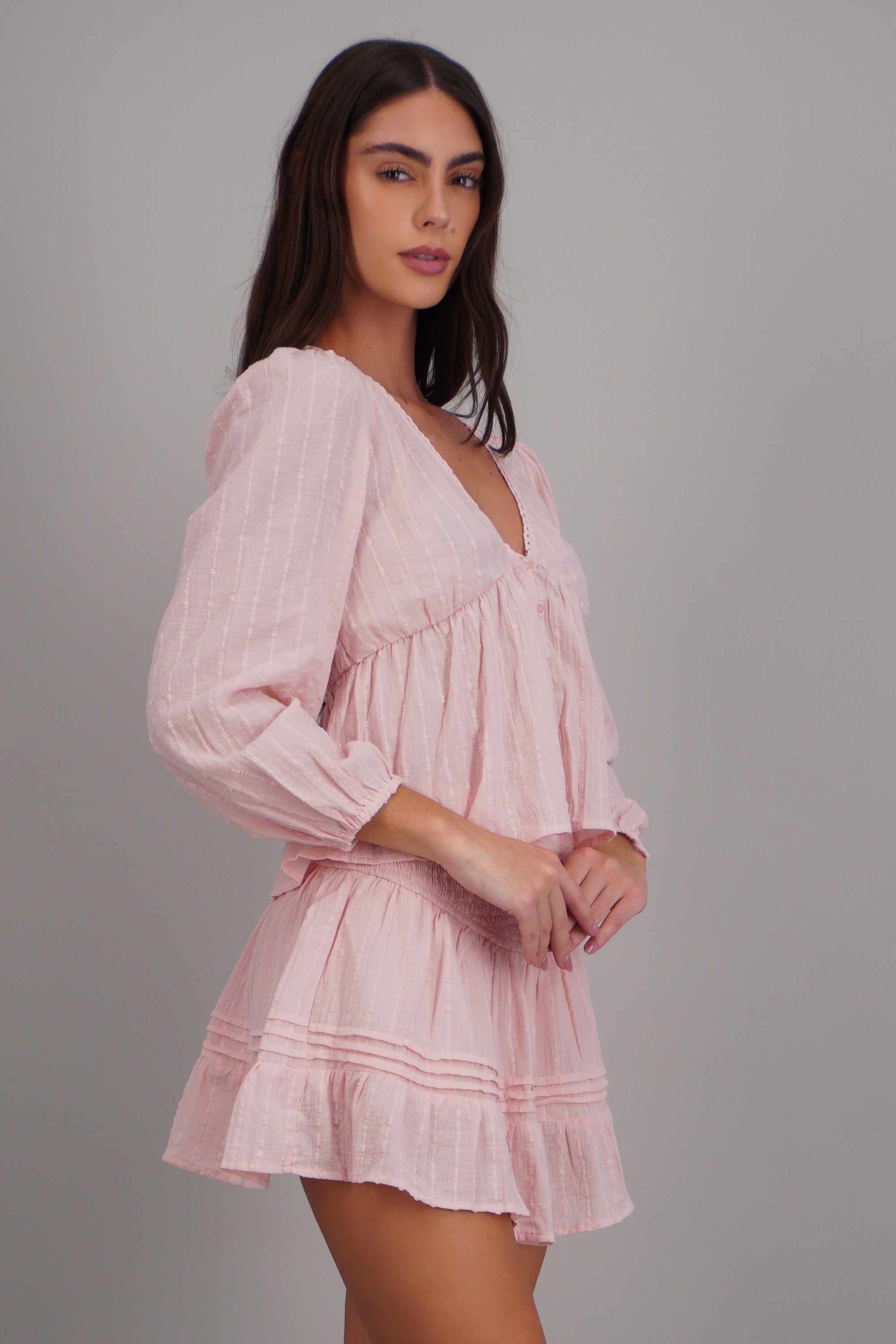 blusa ligera efecto peplum ROSA PASTEL