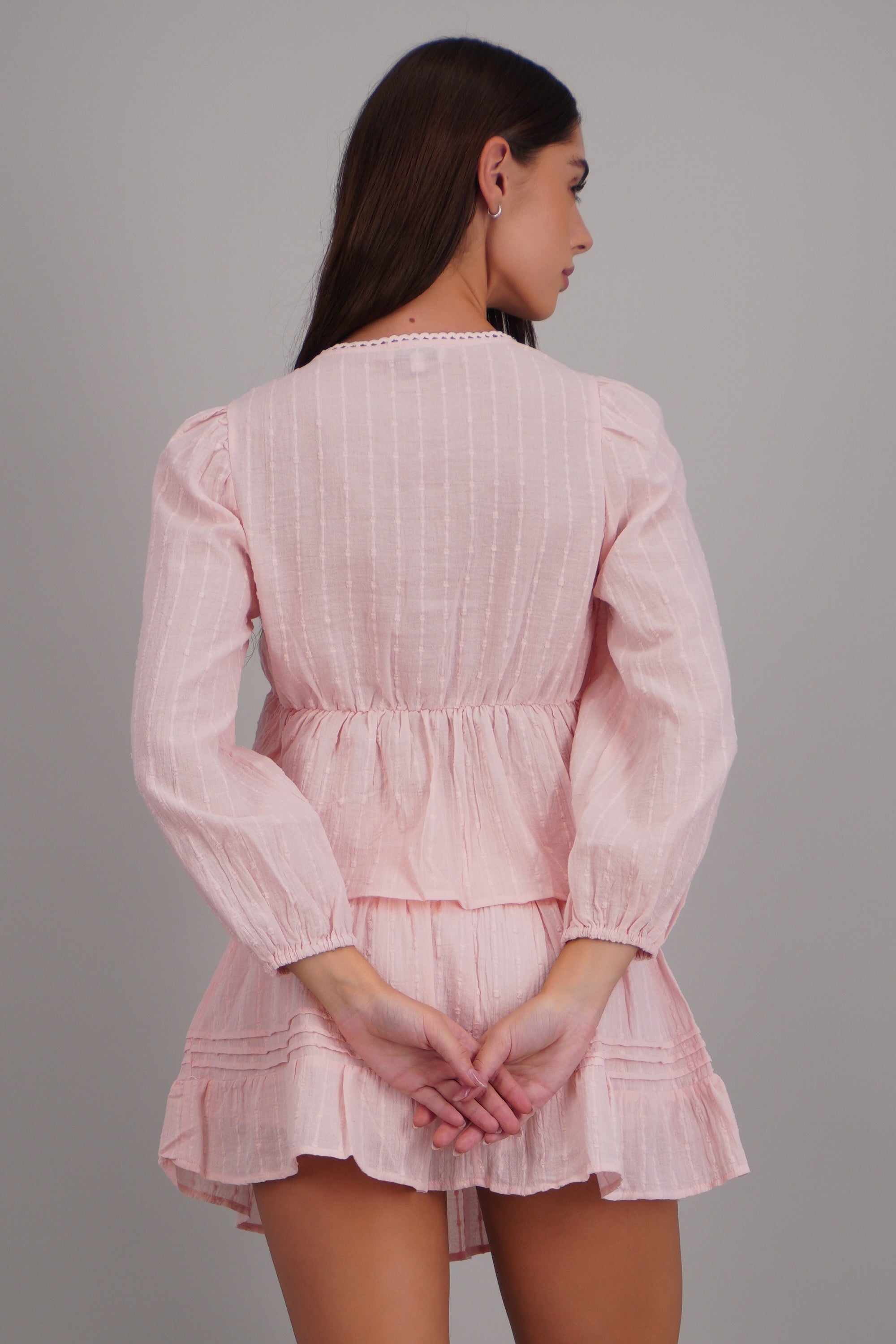 blusa ligera efecto peplum ROSA PASTEL