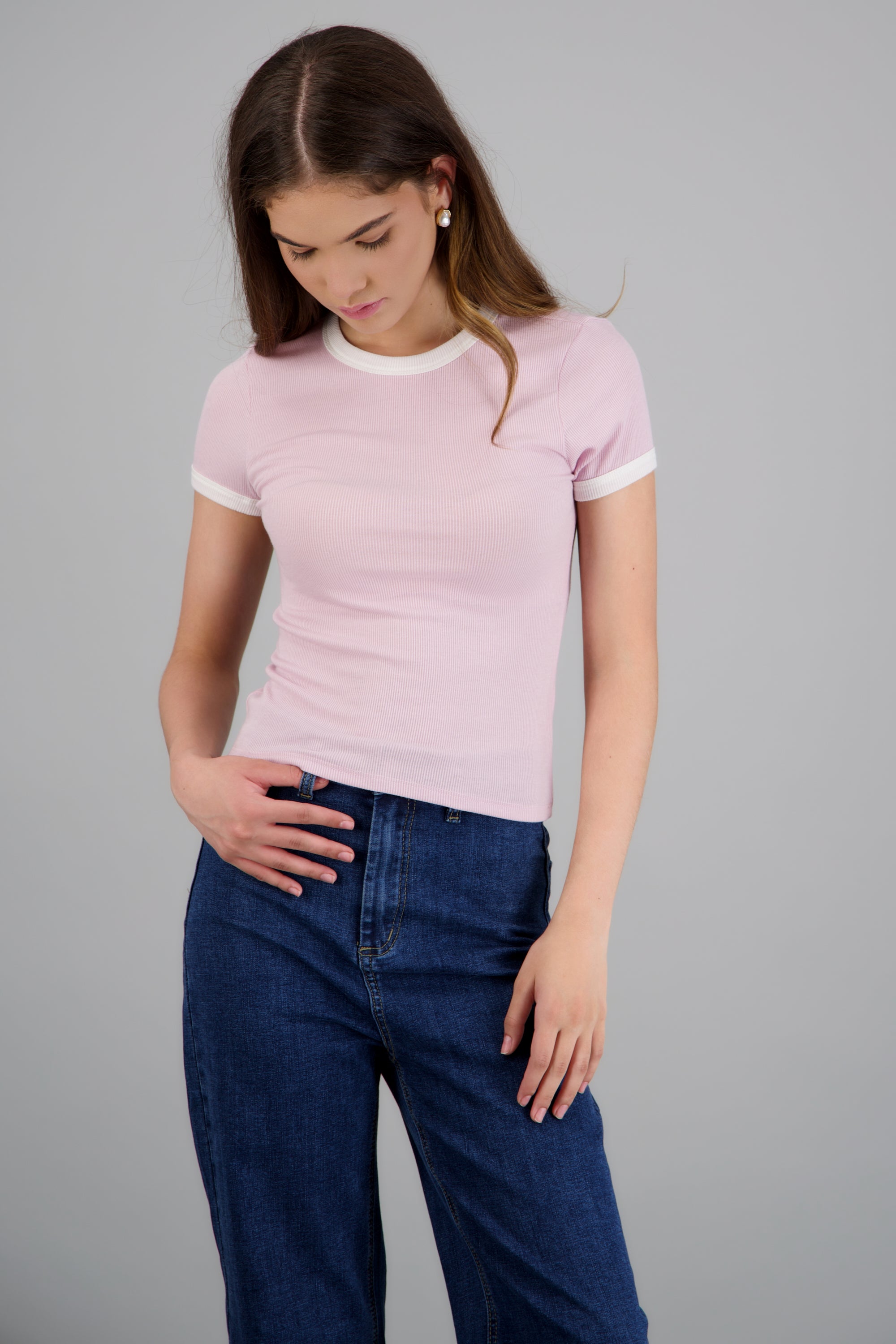 Tshirt detalle contraste ROSA COMBO