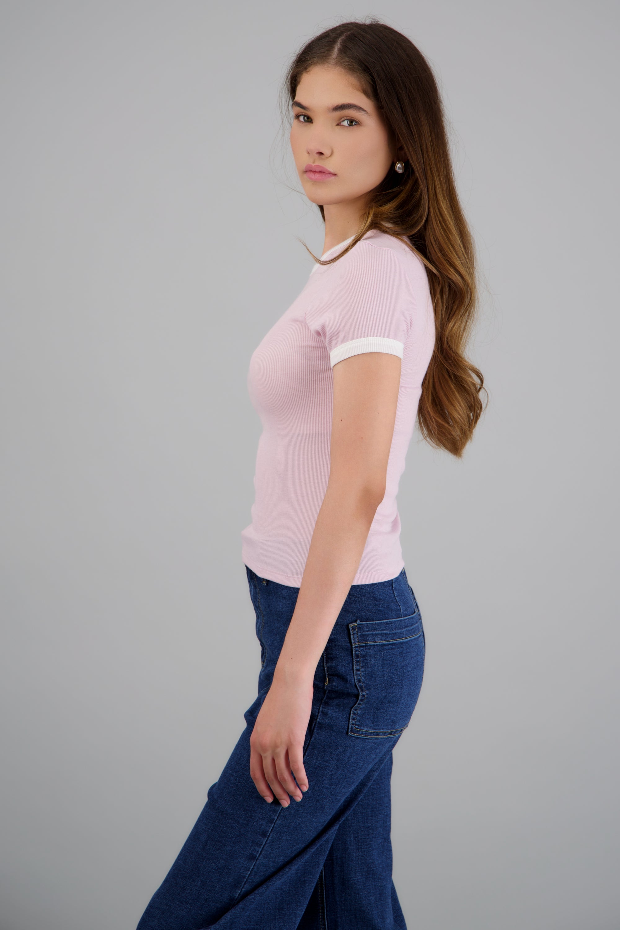 Tshirt detalle contraste ROSA COMBO