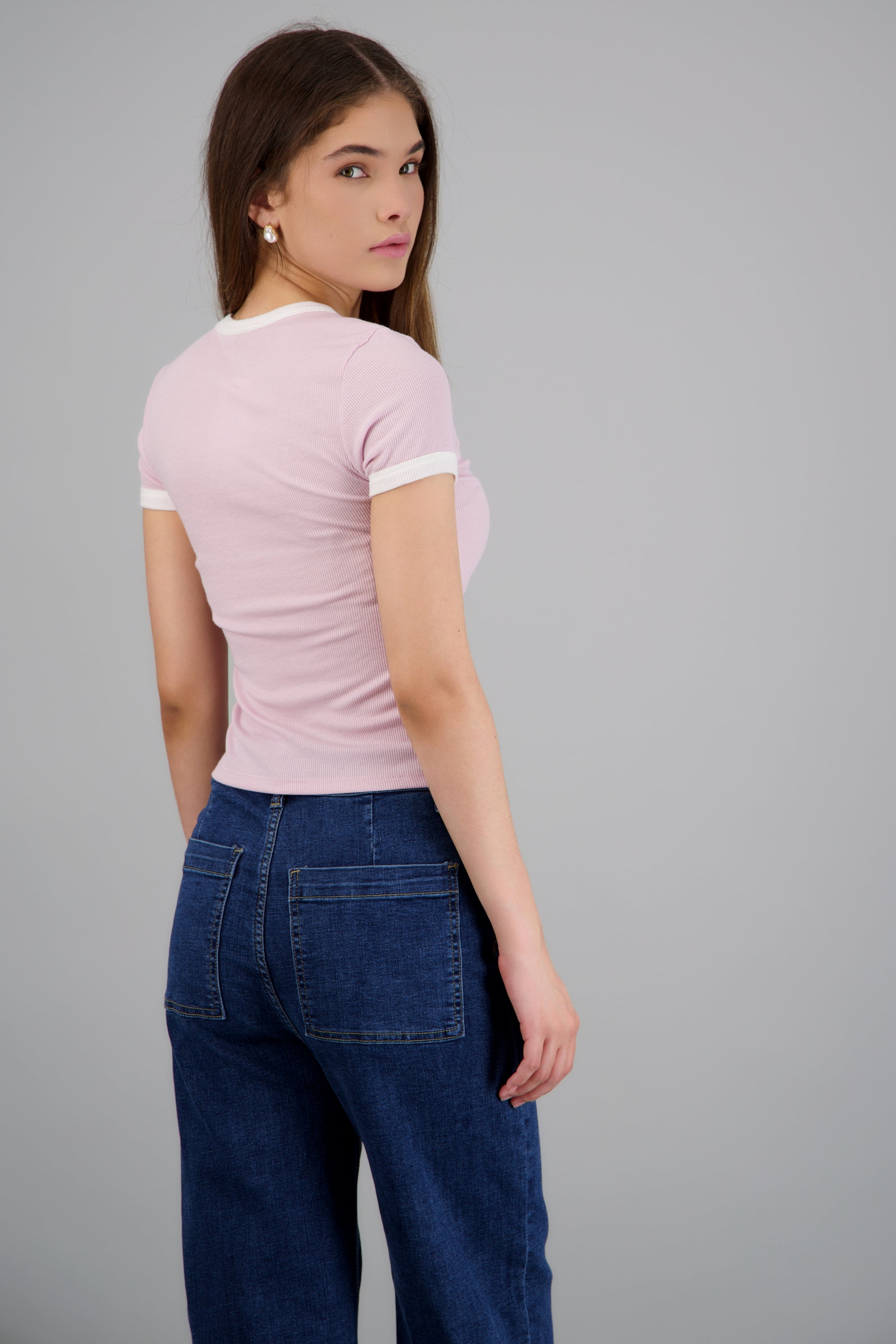 Tshirt detalle contraste ROSA COMBO