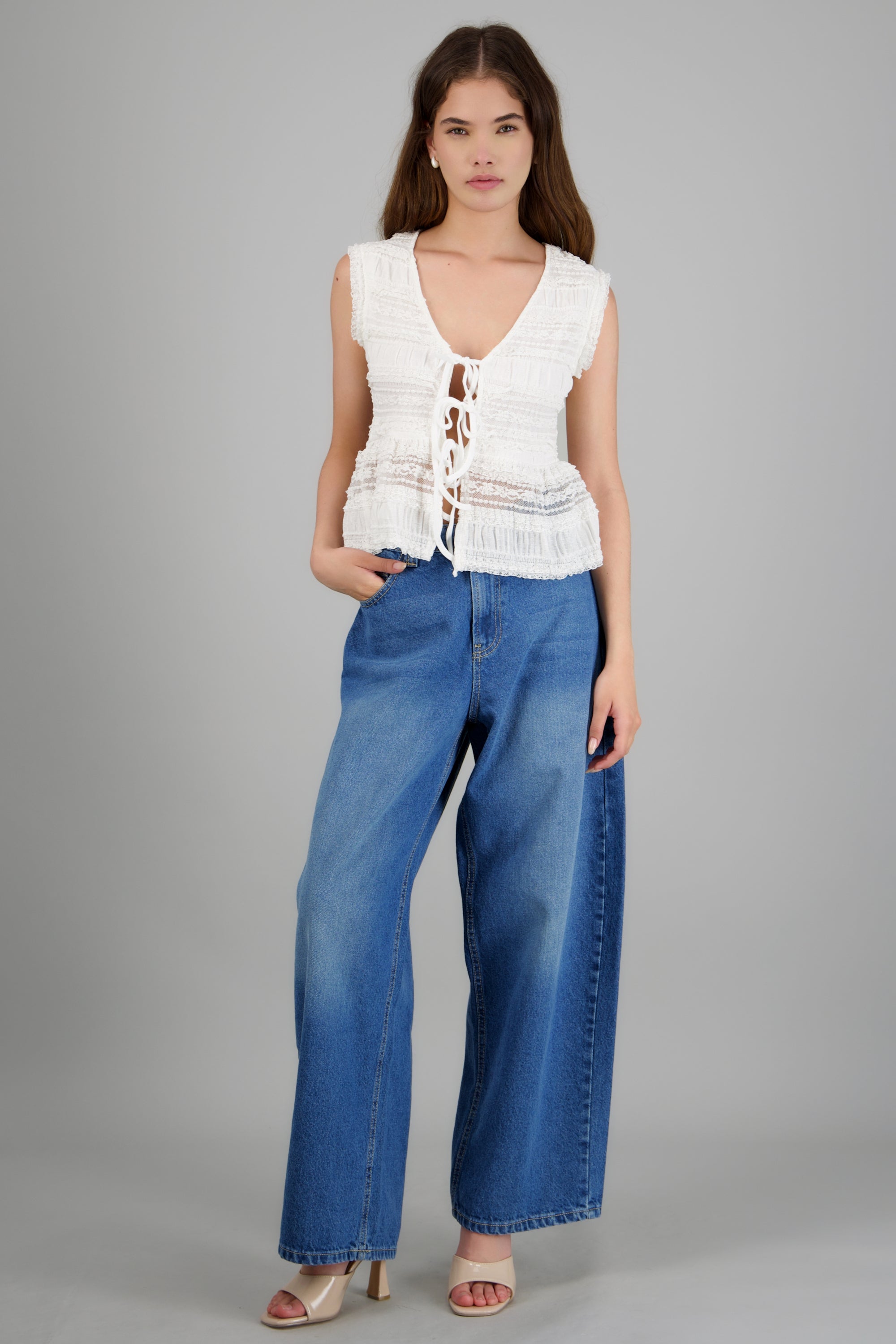 Jeans barrel amplio básico MEDIUM WASH