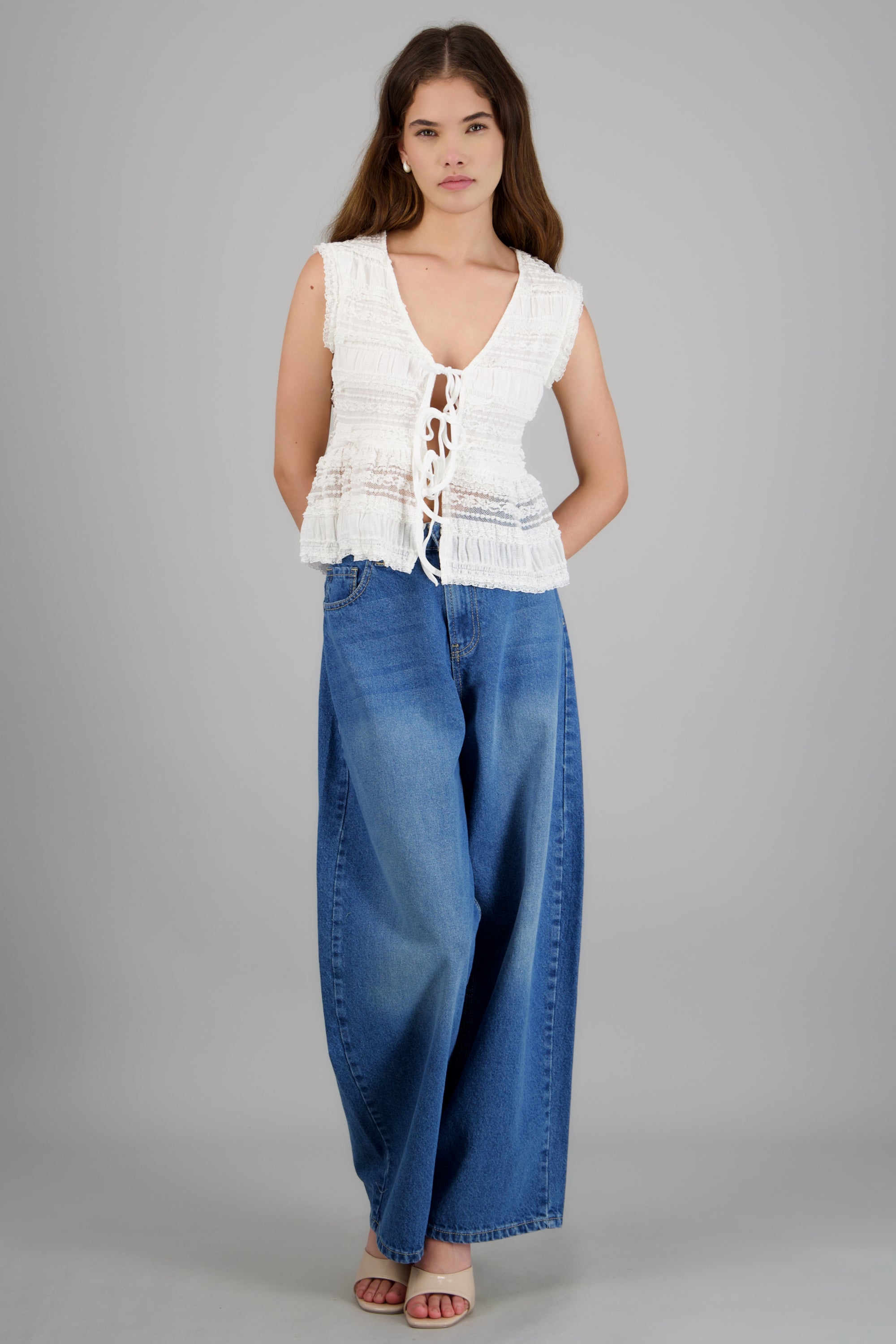 Jeans barrel amplio básico MEDIUM WASH