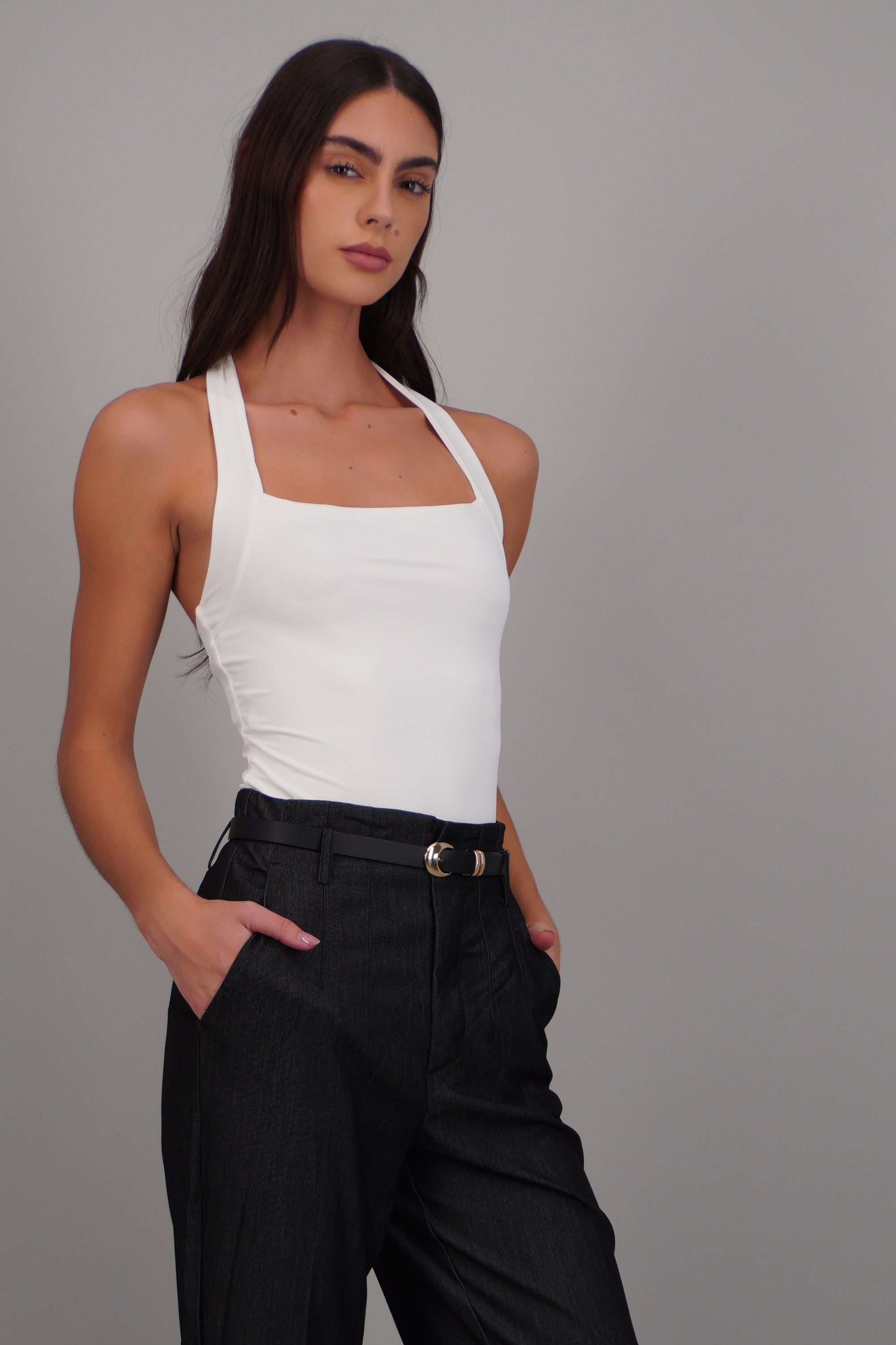 top cuello halter amarre BLANCO