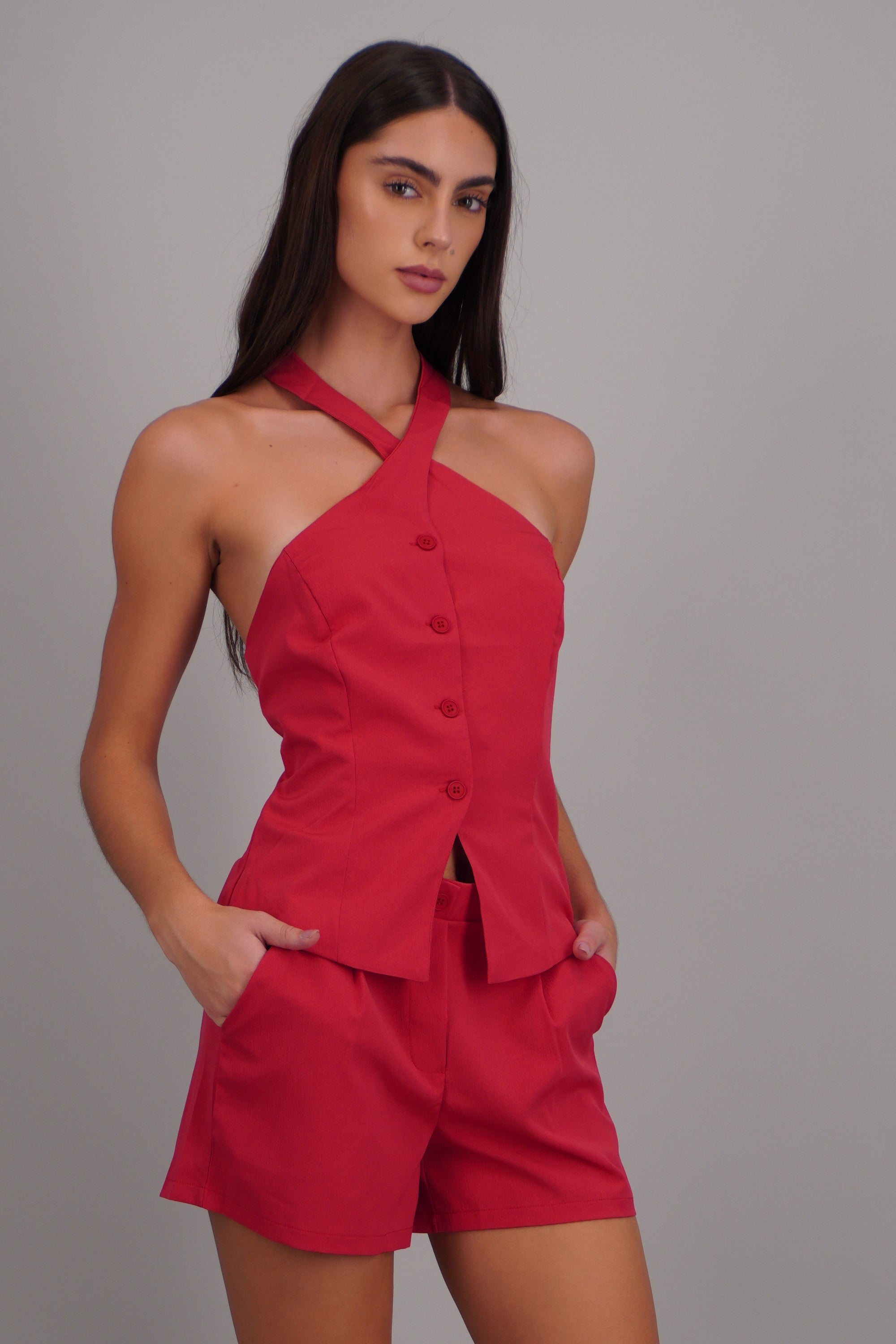 Chaleco cruce halter ROJO