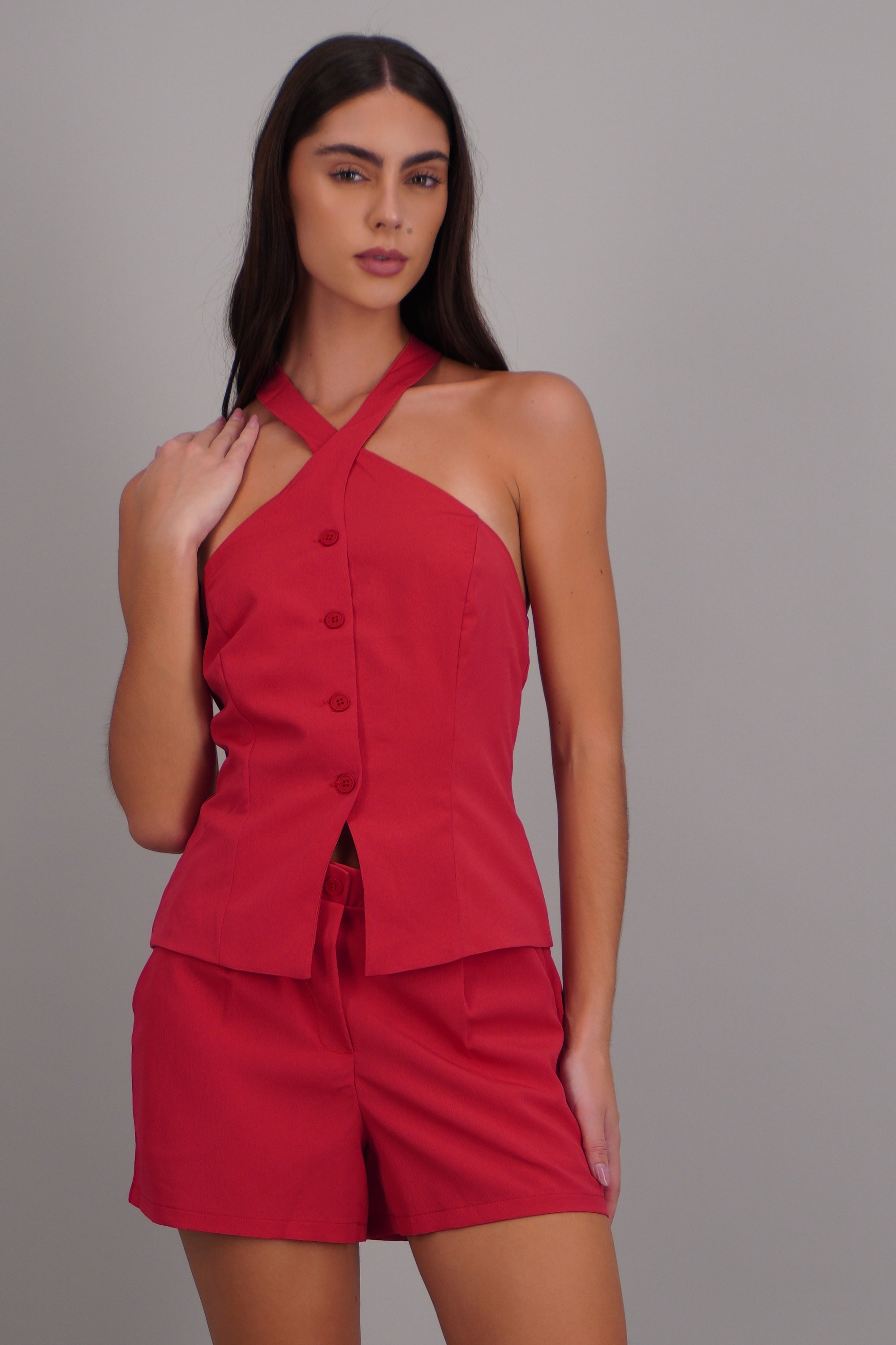 Chaleco cruce halter ROJO