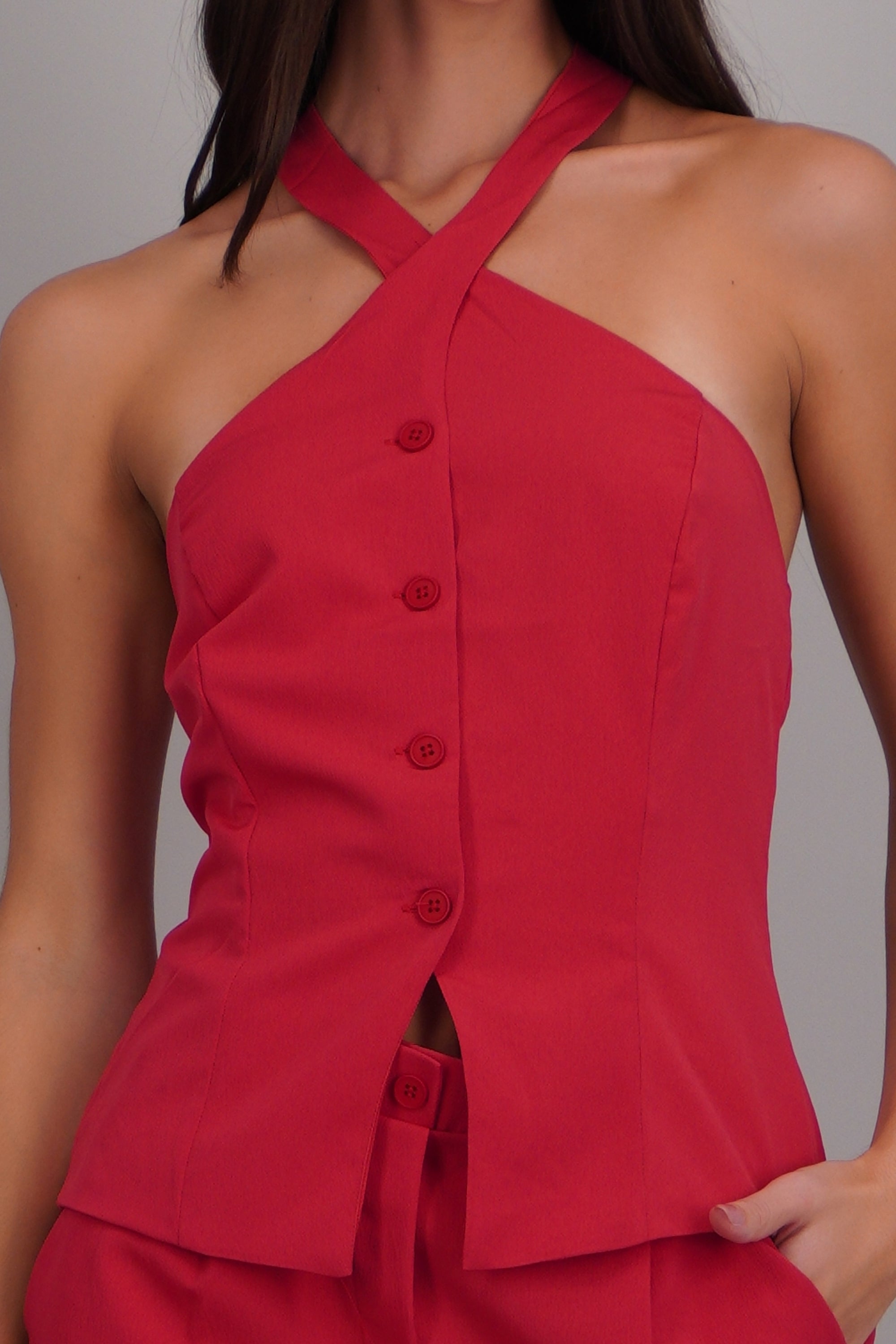 Chaleco cruce halter ROJO