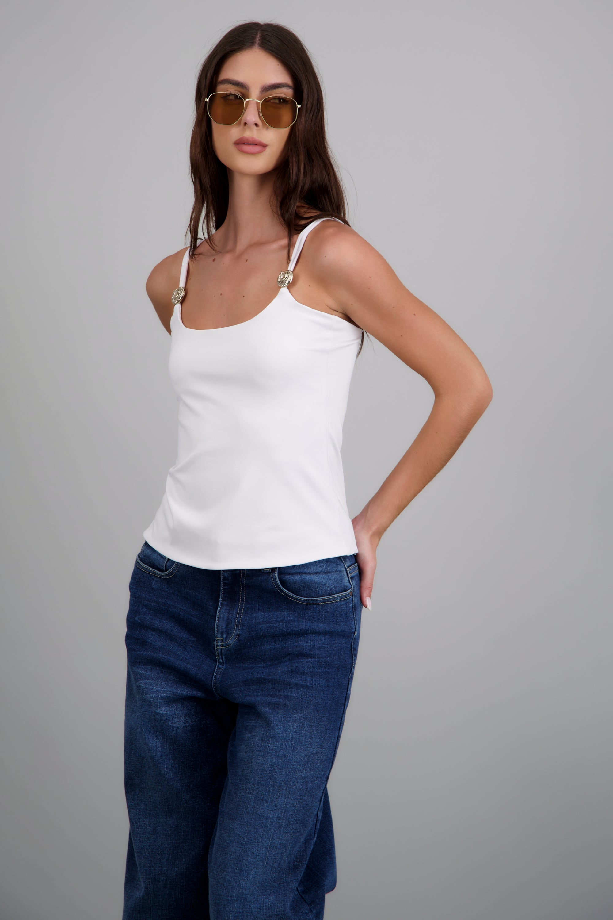 Top tirantes detalle metálico BLANCO