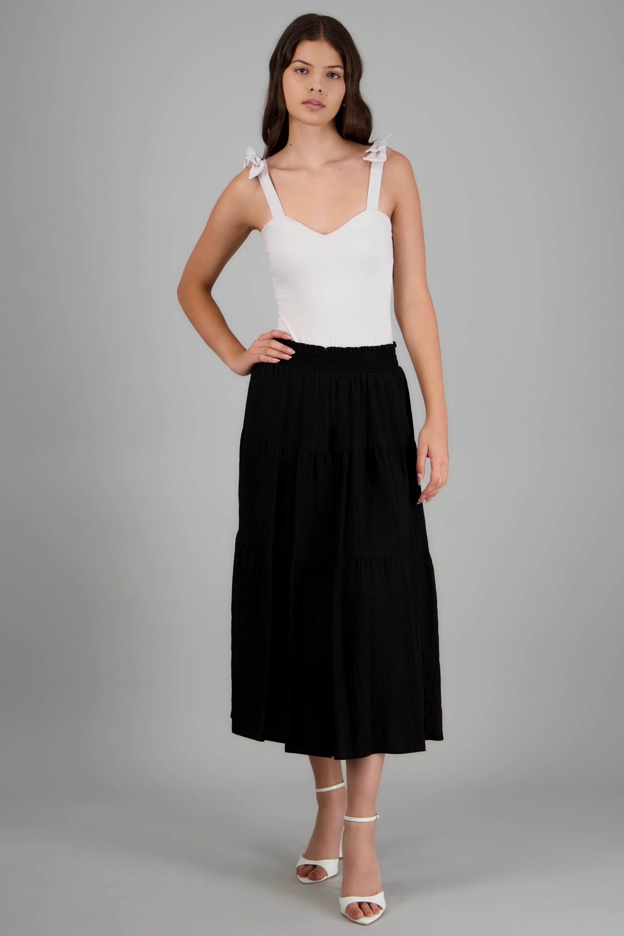 Falda maxi detalle pretina NEGRO