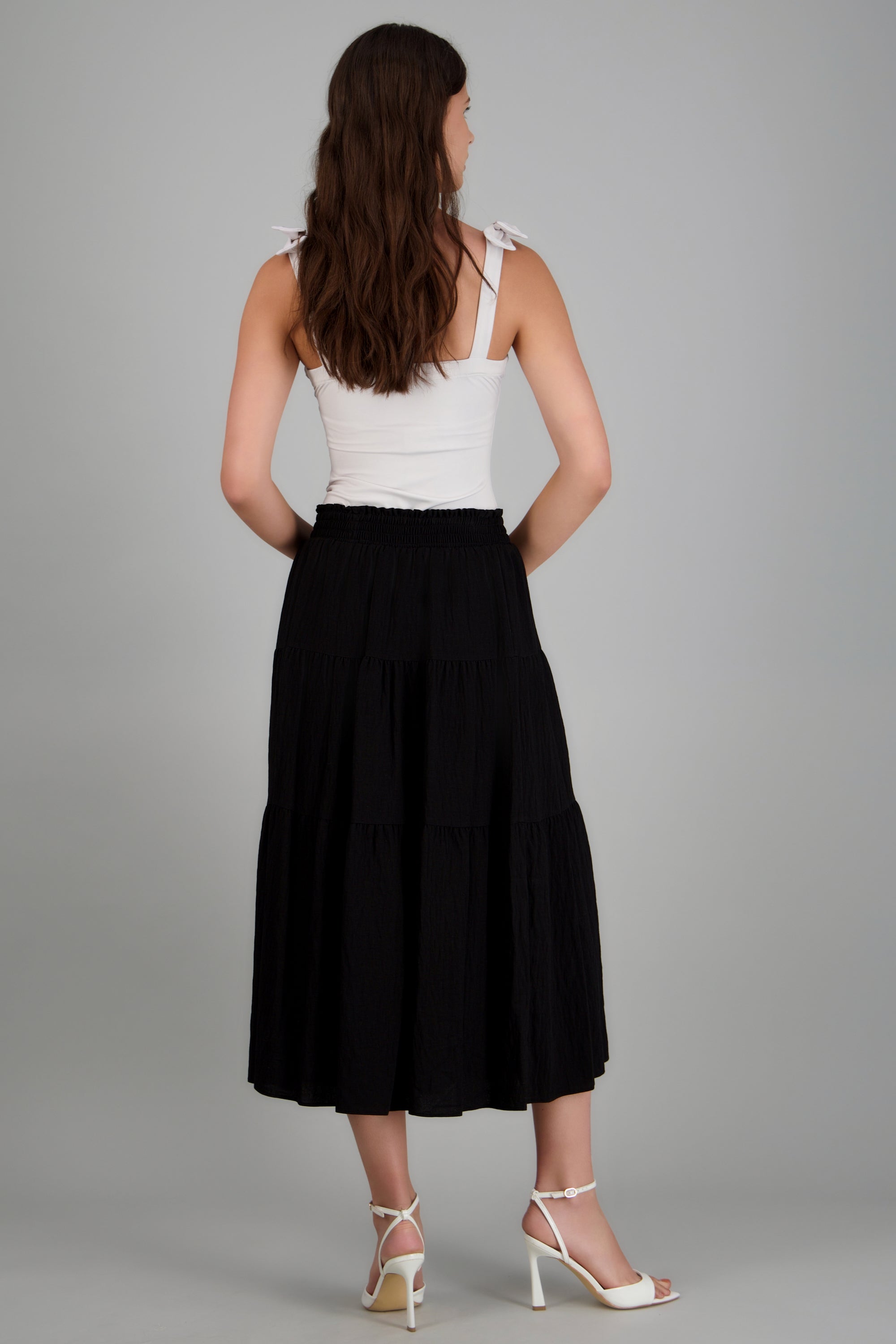Falda maxi detalle pretina NEGRO