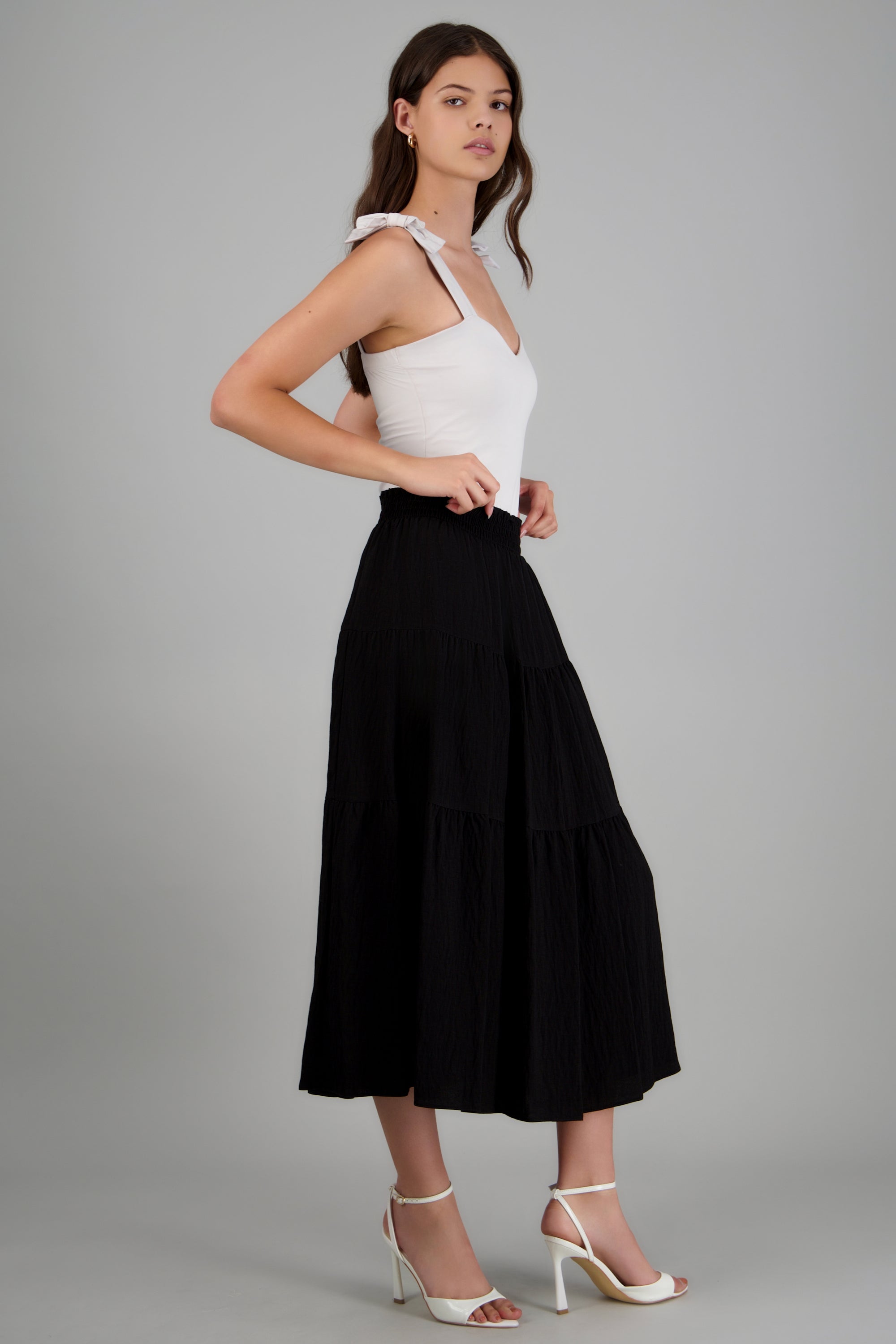 Falda maxi detalle pretina NEGRO