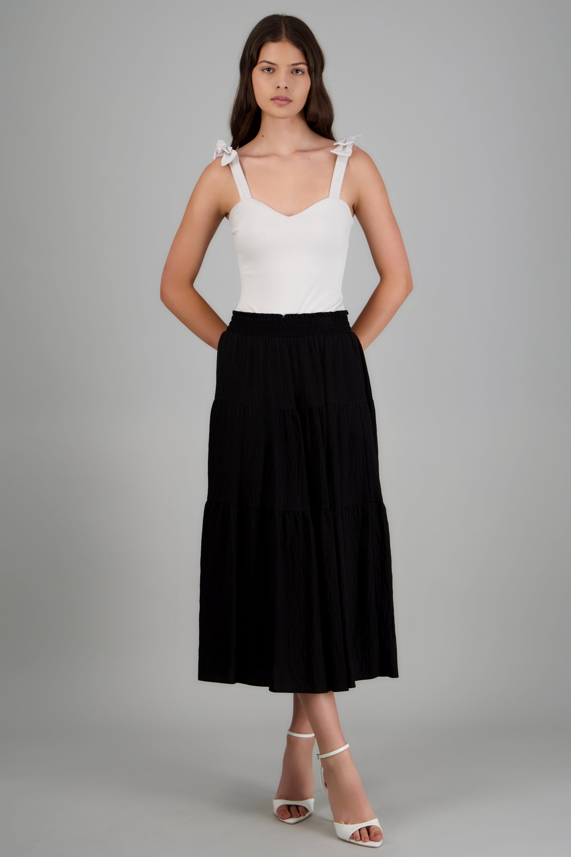 Falda maxi detalle pretina NEGRO