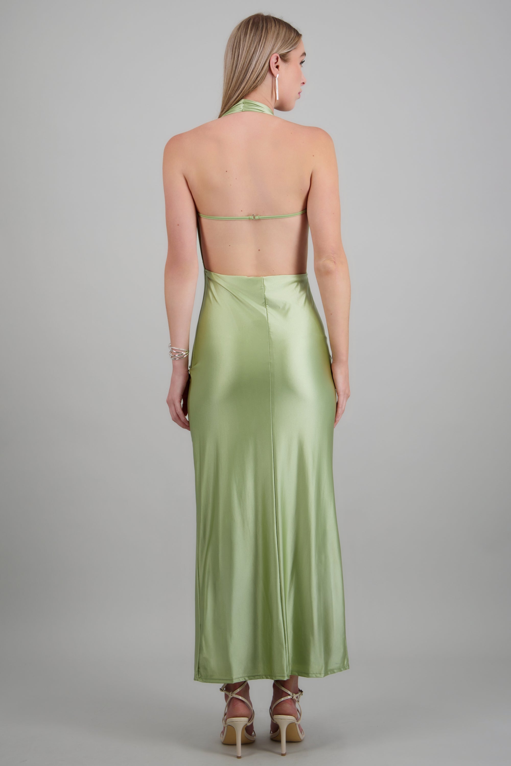 Vestido maxi escote cascada profundo SAGE