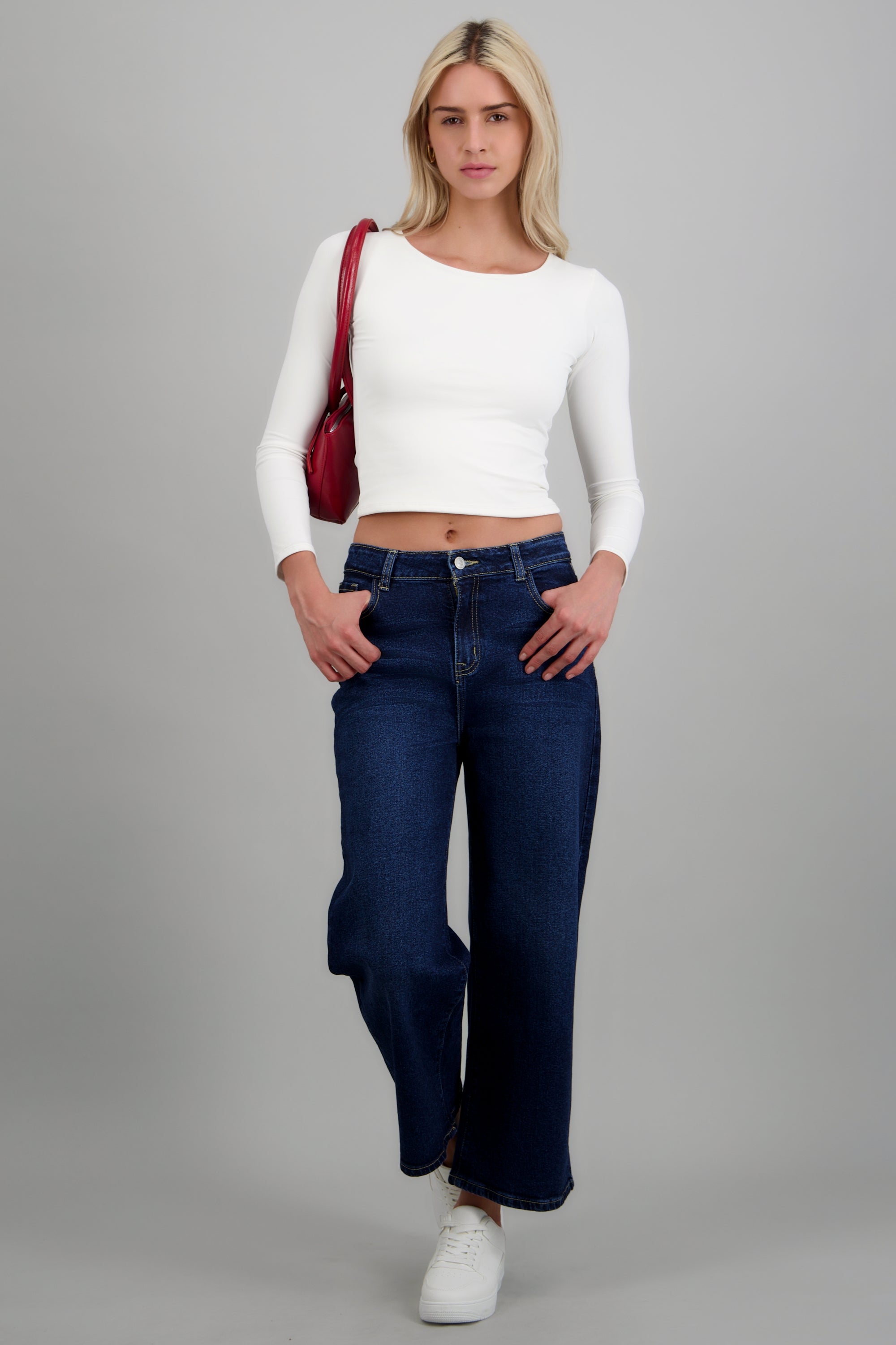 Jeans cropped mid rise DARK WASH