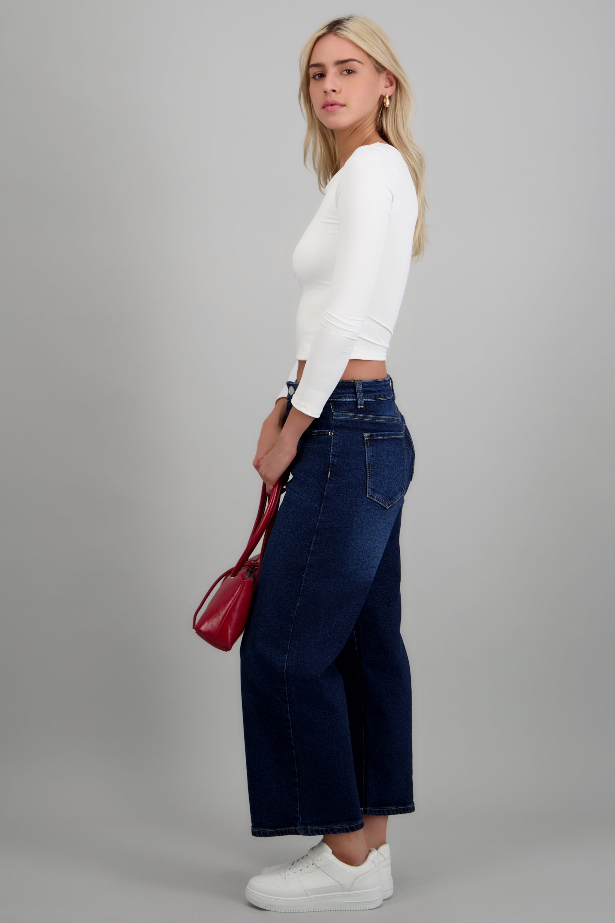 Jeans cropped mid rise DARK WASH