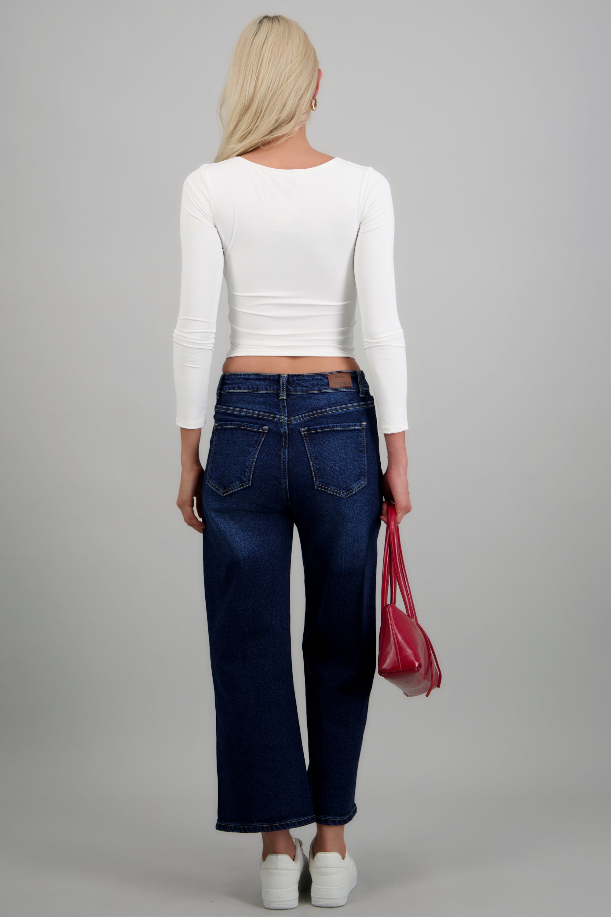 Jeans cropped mid rise DARK WASH