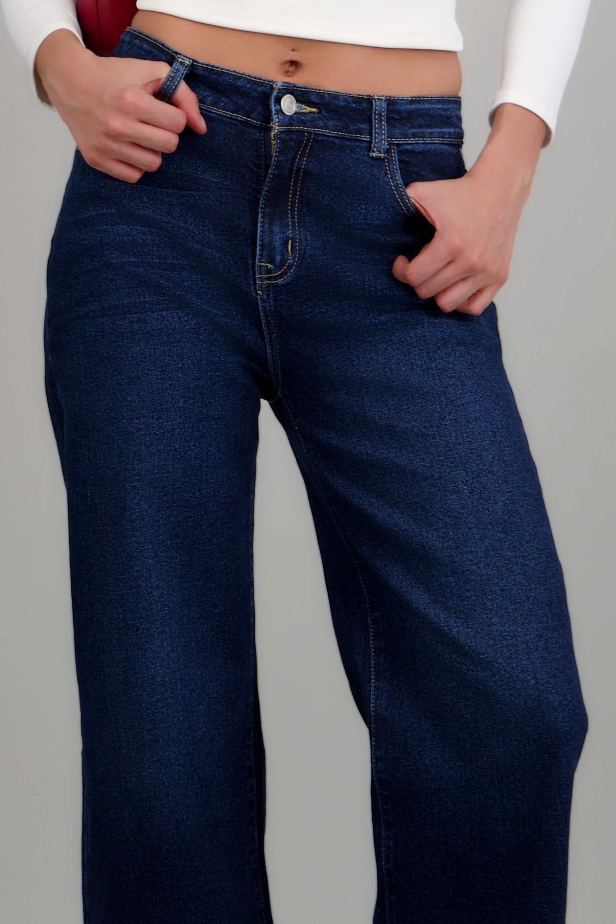 Jeans cropped mid rise DARK WASH