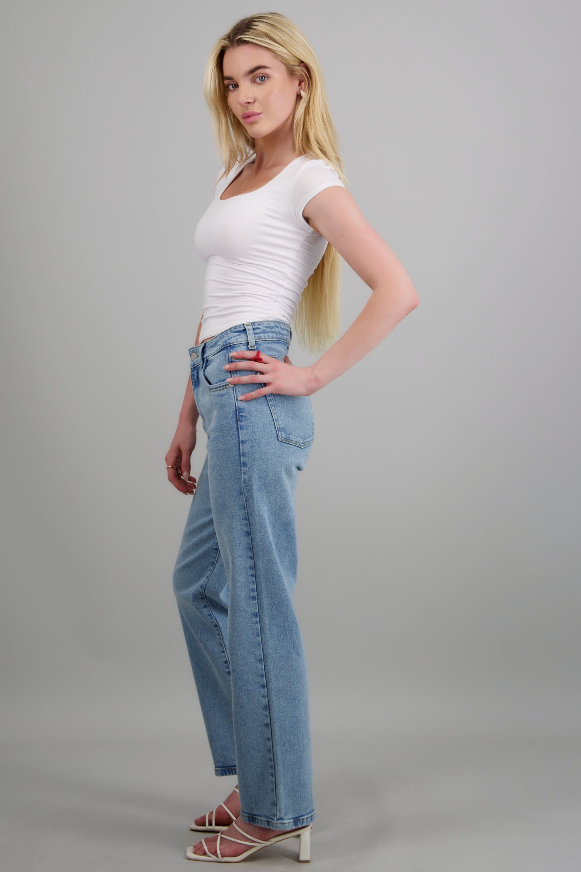 Jeans straight mid rise MEDIUM WASH