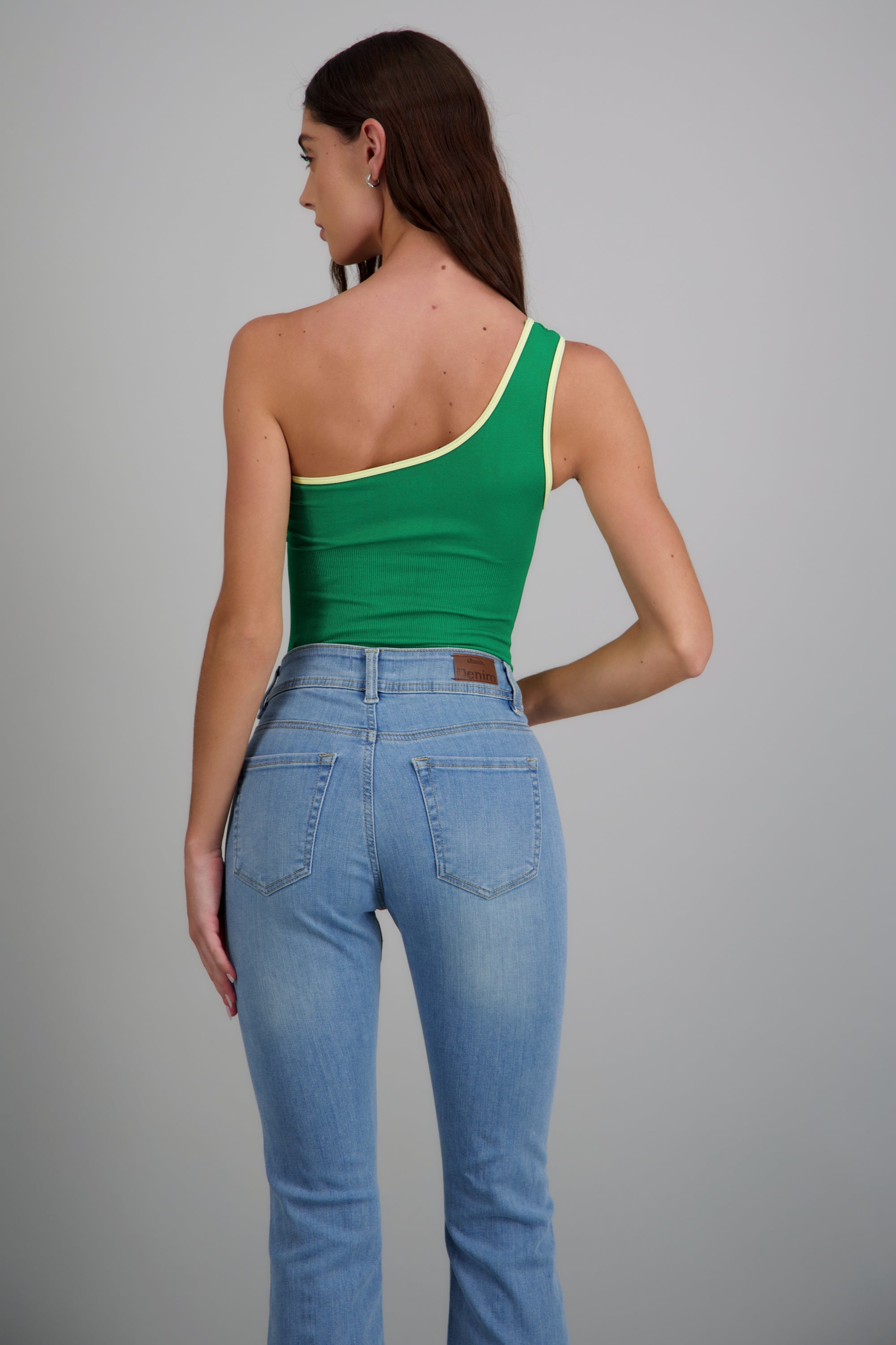 Body asimetrico tirante VERDE COMBO
