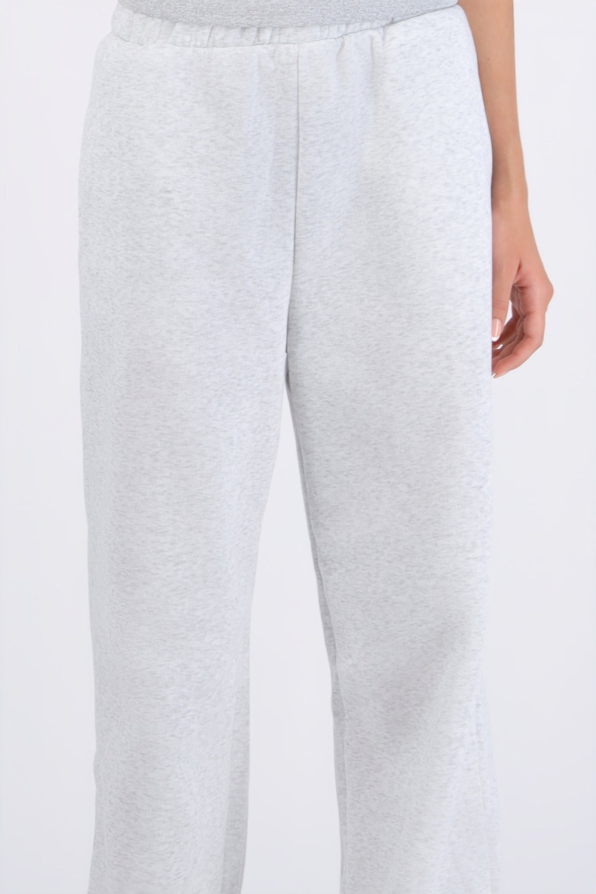 Pantalón amplio con cintura dobladillo GRIS CLARO