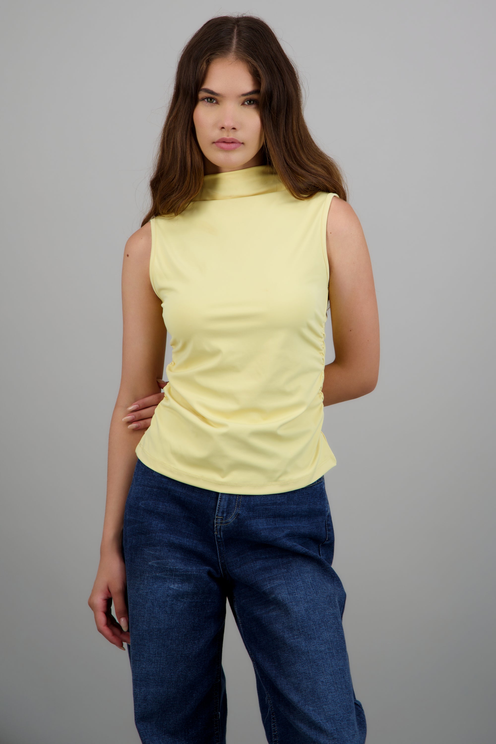 Top plisados costados AMARILLO PASTEL