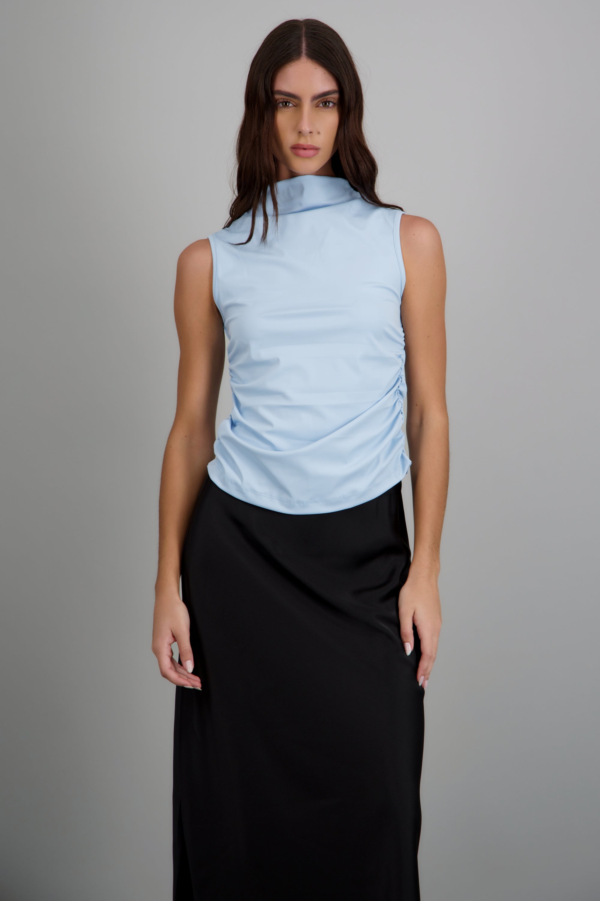 Top plisados costados AZUL PASTEL