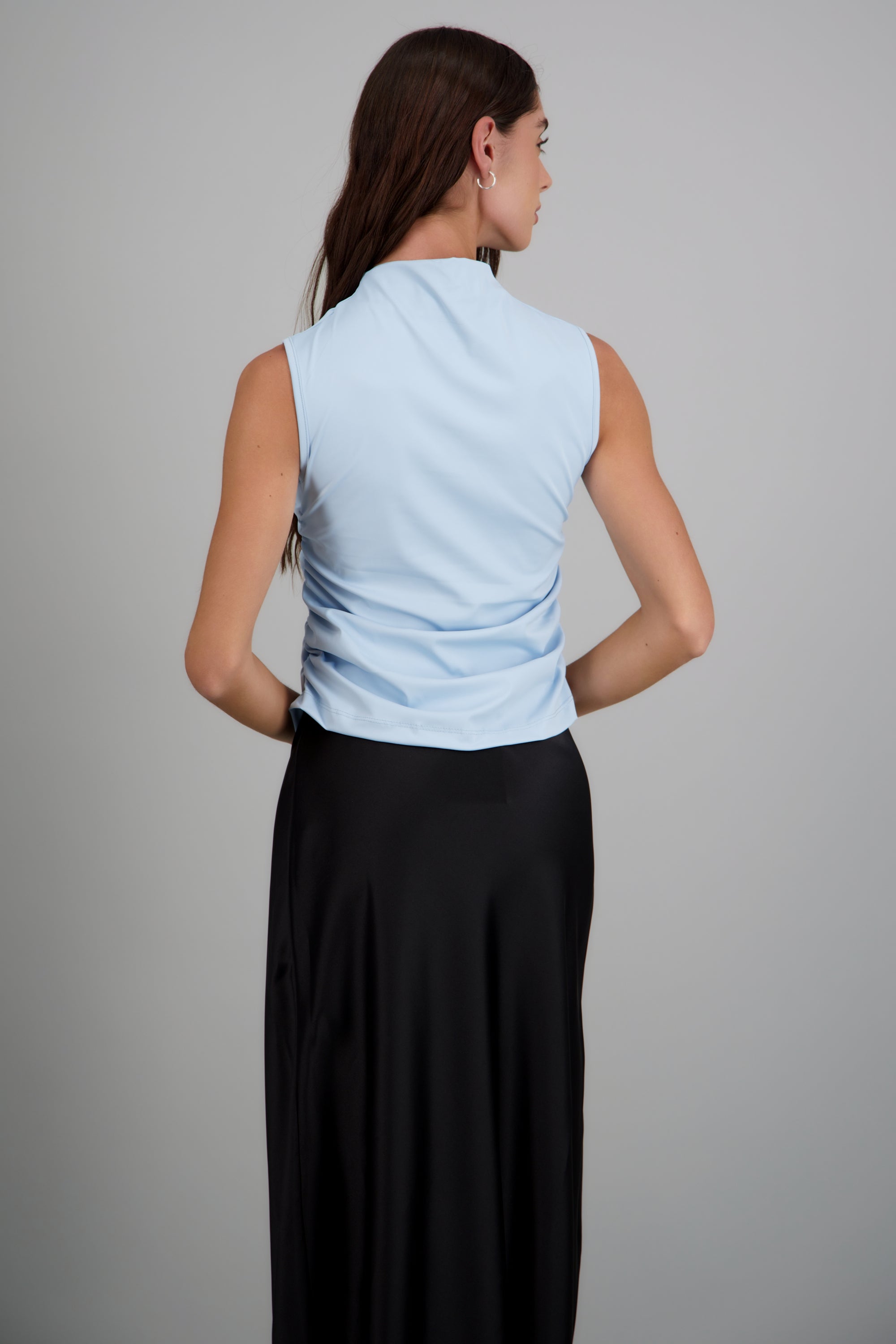 Top plisados costados AZUL PASTEL