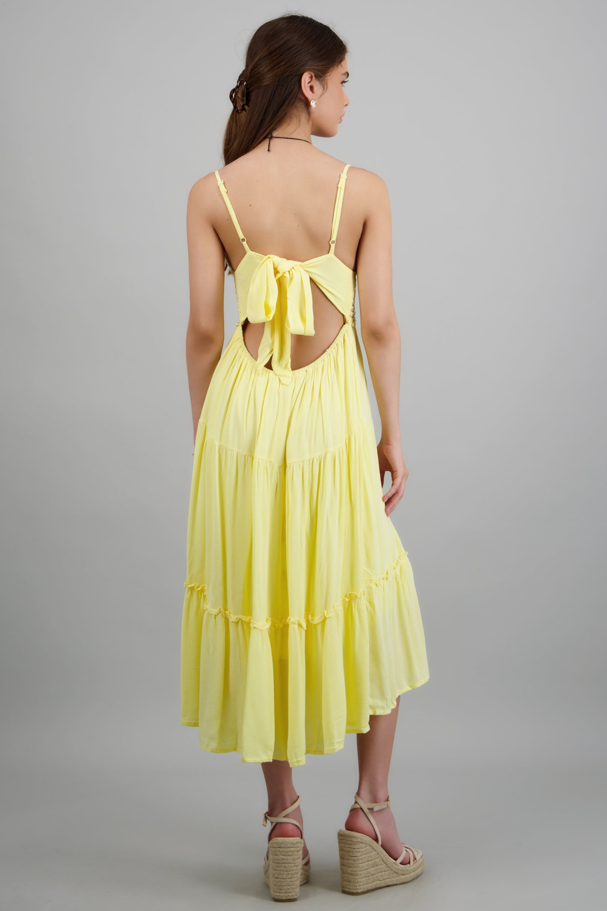 Vestido con crochet liso AMARILLO PASTEL