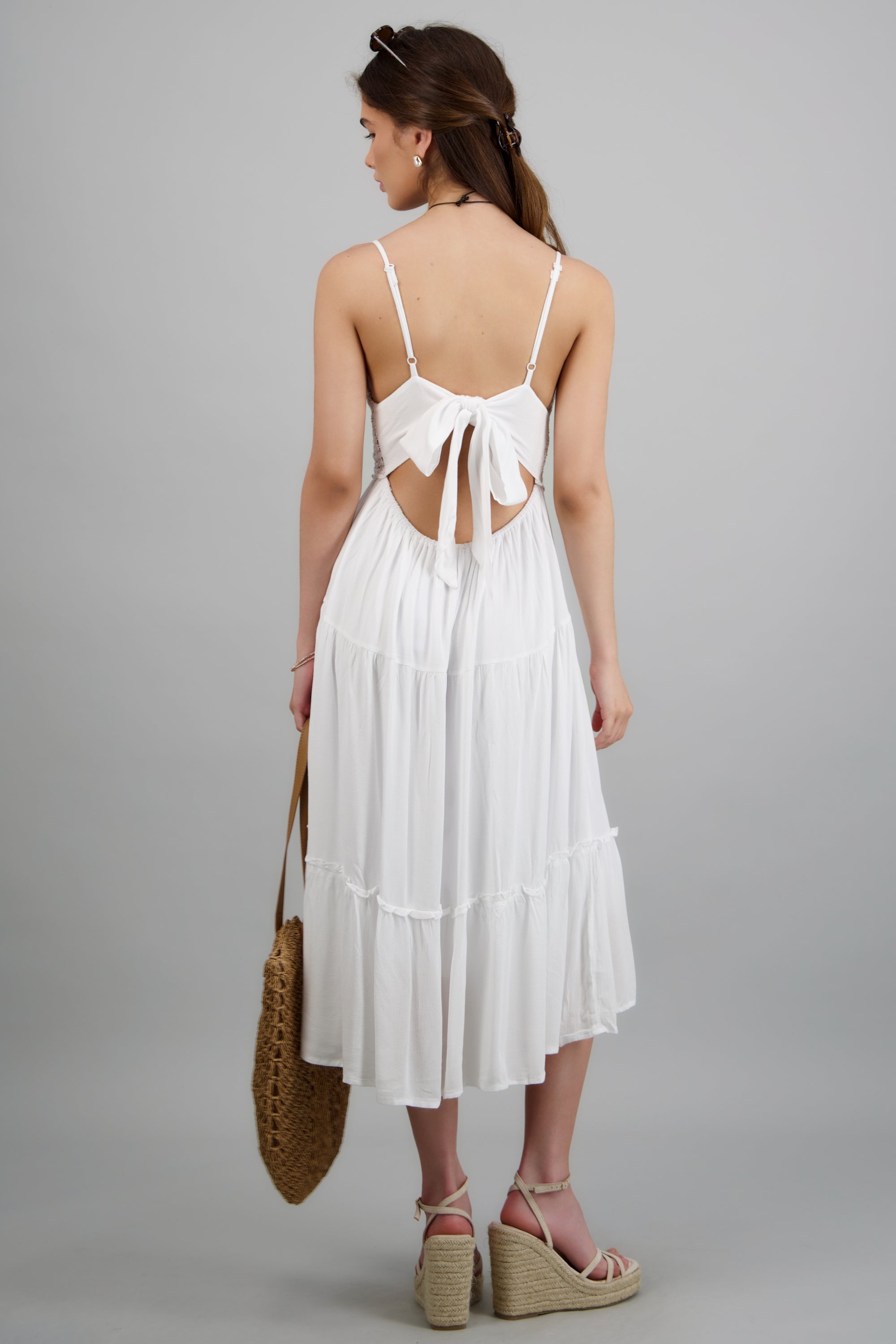 Vestido con crochet liso BLANCO