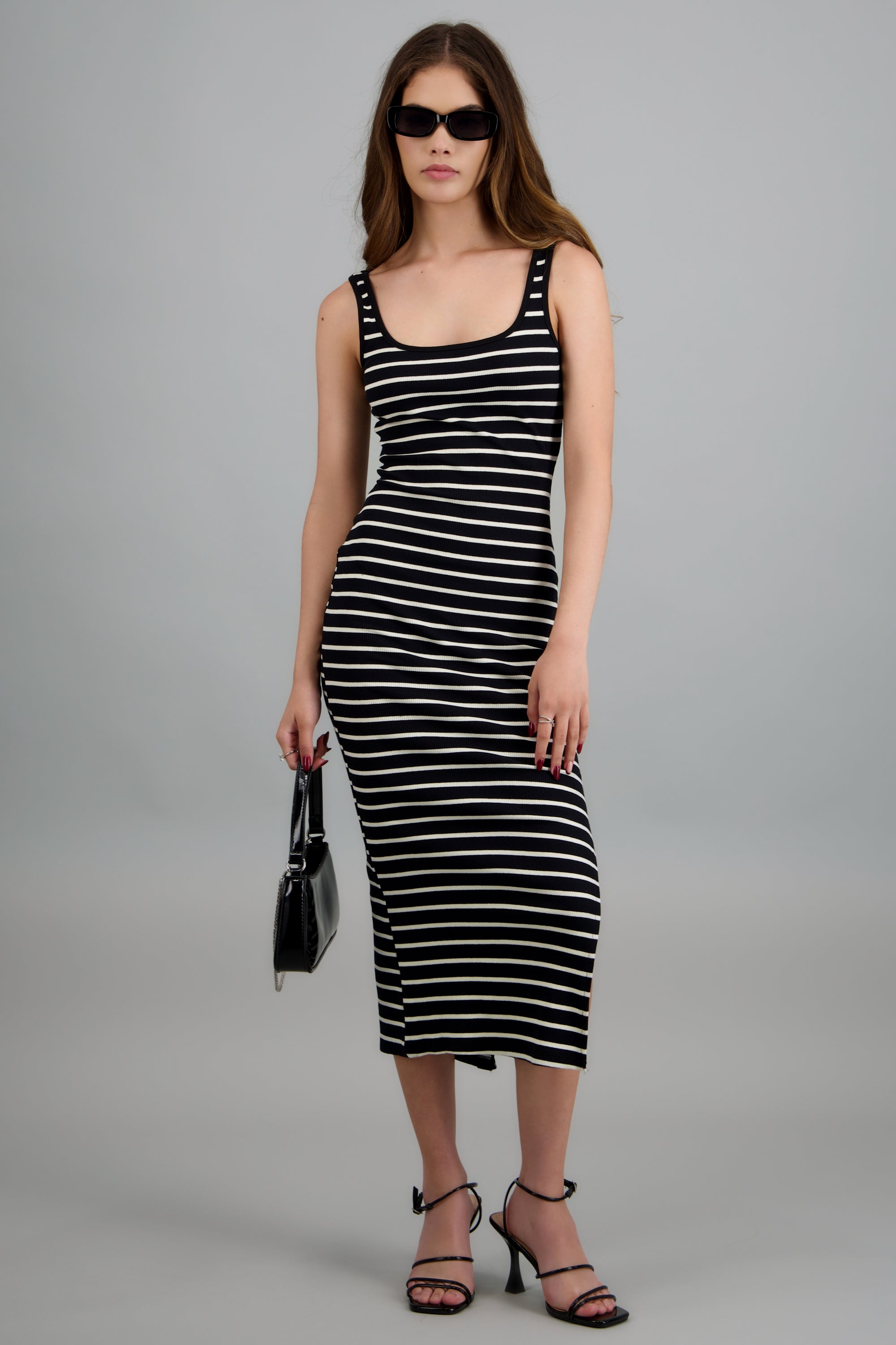 Vestido tejido rayas NEGRO COMBO