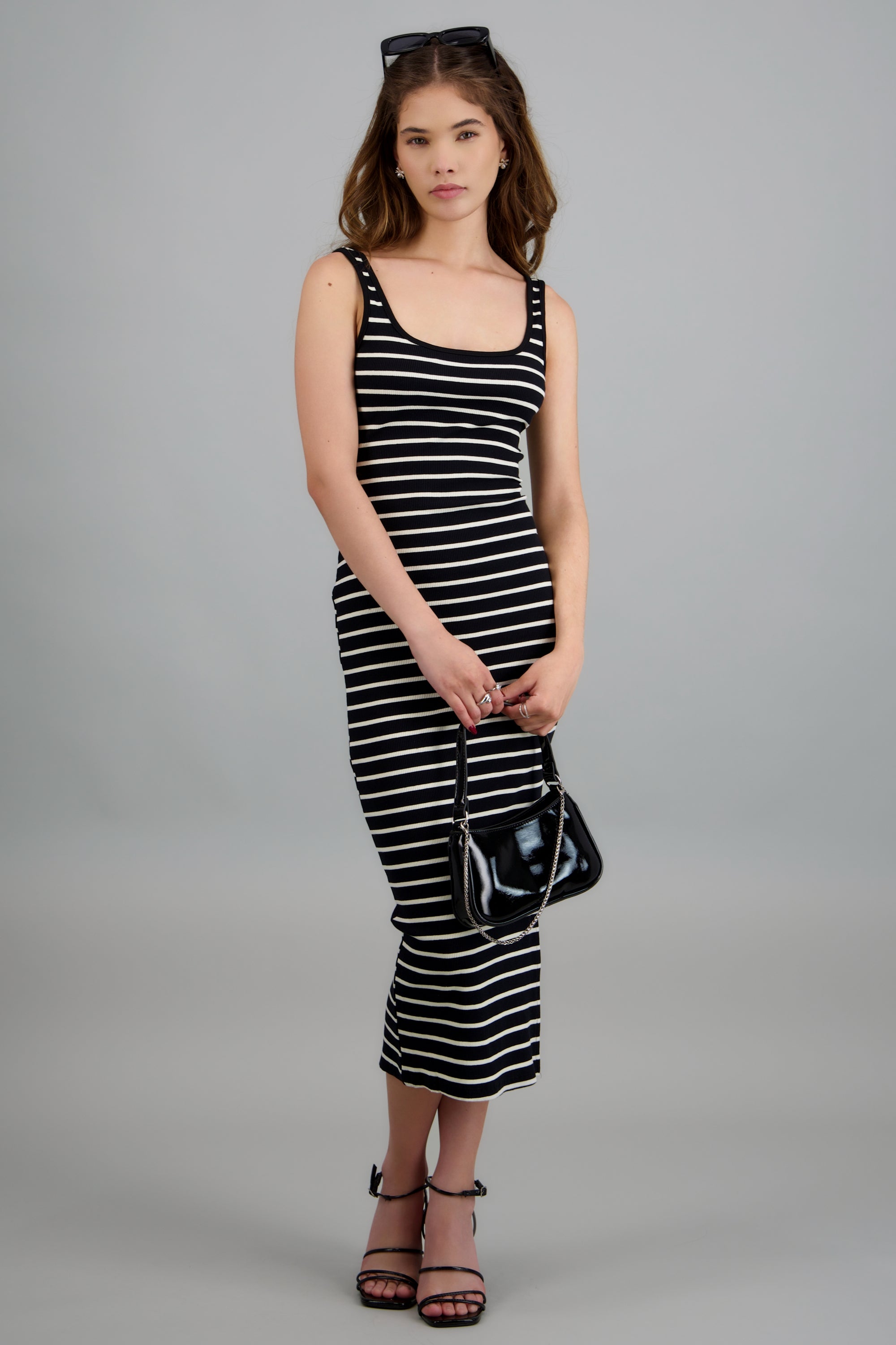 Vestido tejido rayas NEGRO COMBO