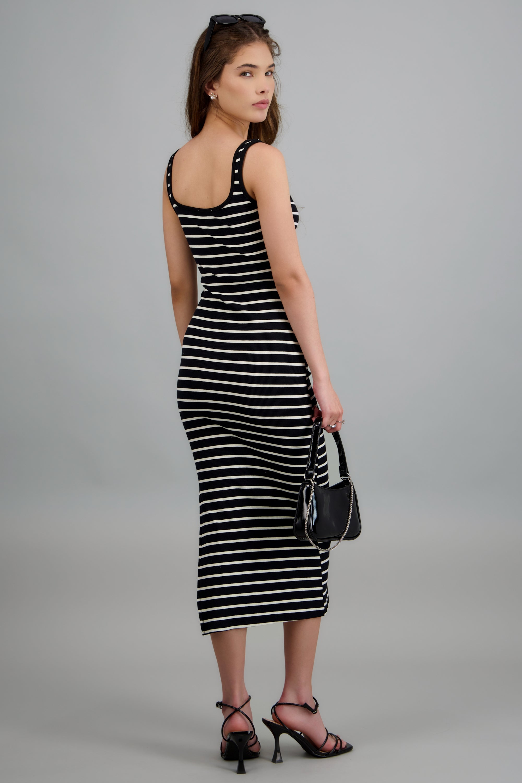 Vestido tejido rayas NEGRO COMBO