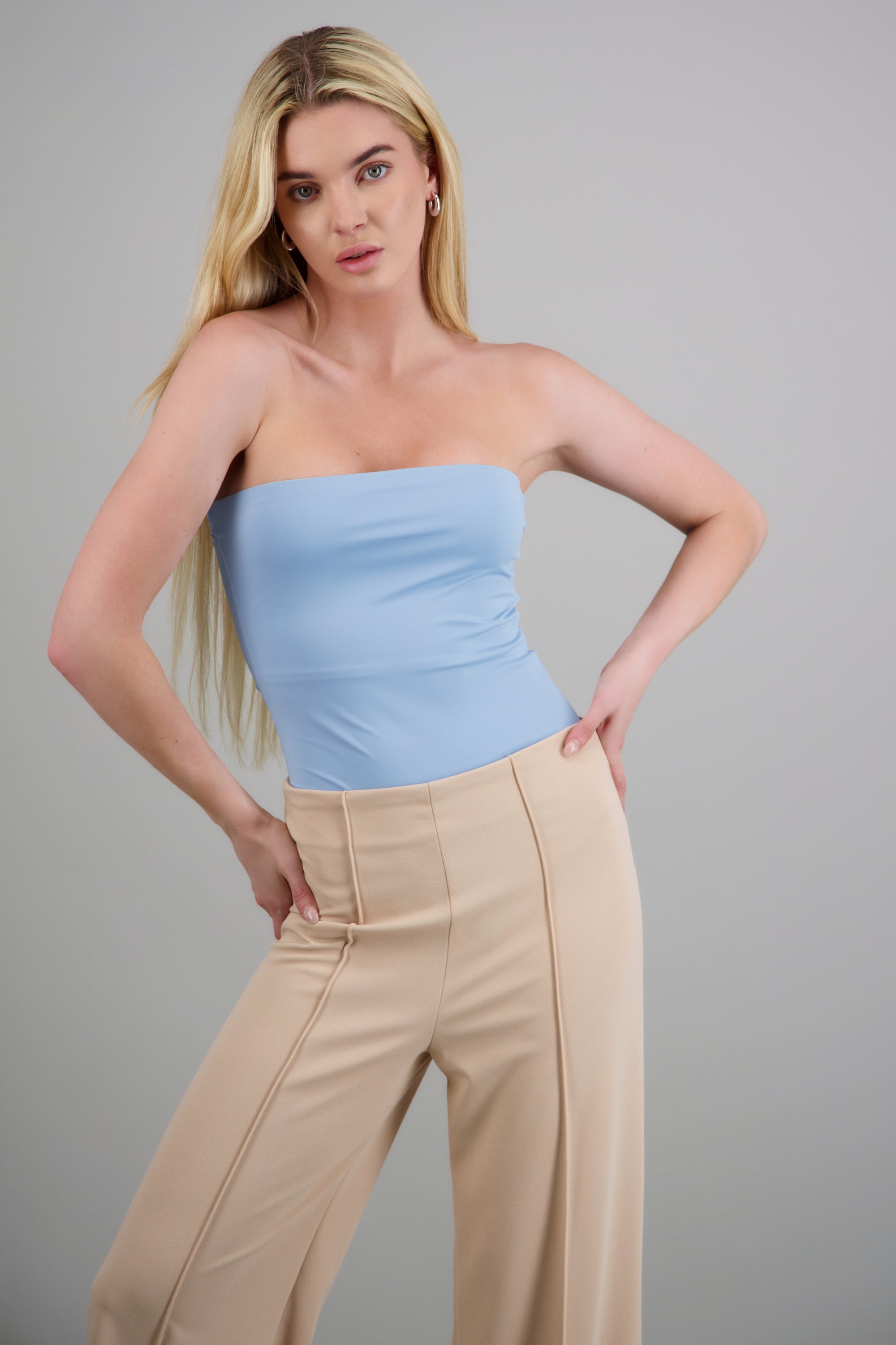 Bodysuit strapless liso AZUL PASTEL